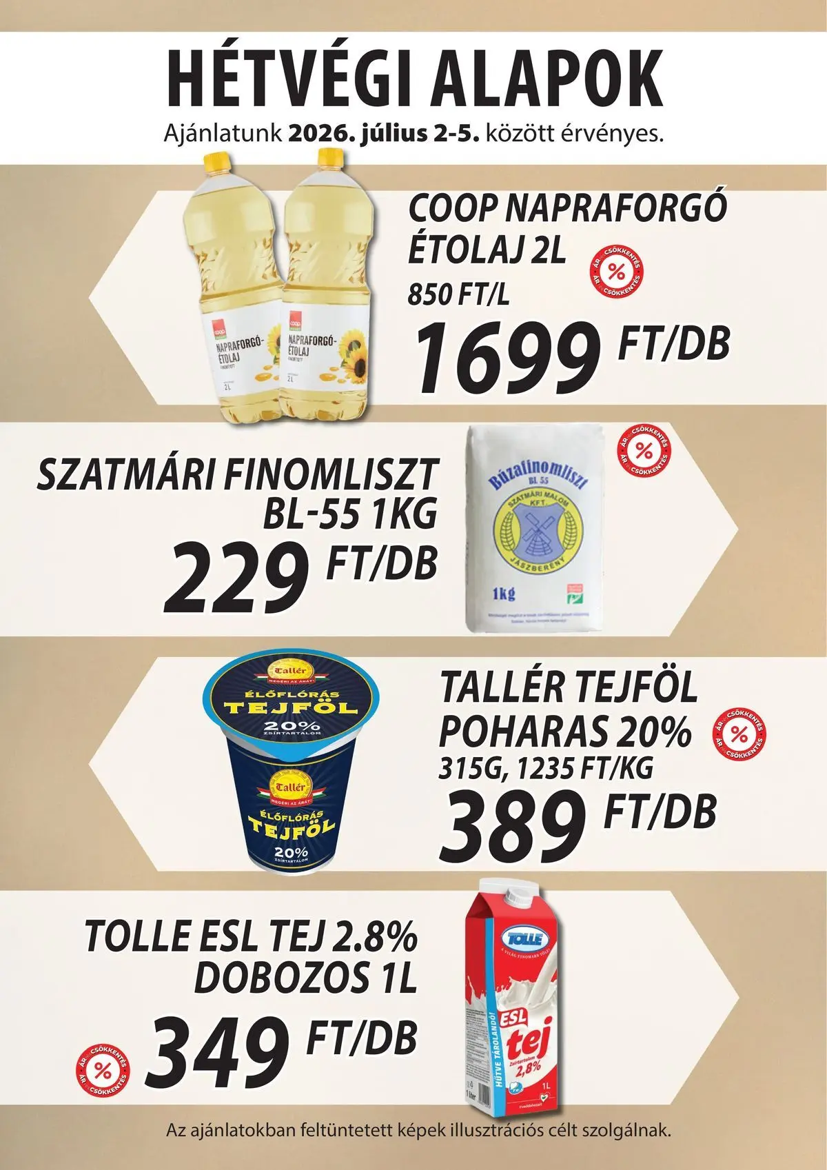COOP Szolnok akciós újság Monorierdő - 2026.07.02. -tól/töl > akció, lapozható szórólap 🛍️ | Oldal: 5 | Termékek: Étolaj, Tej, Tejföl