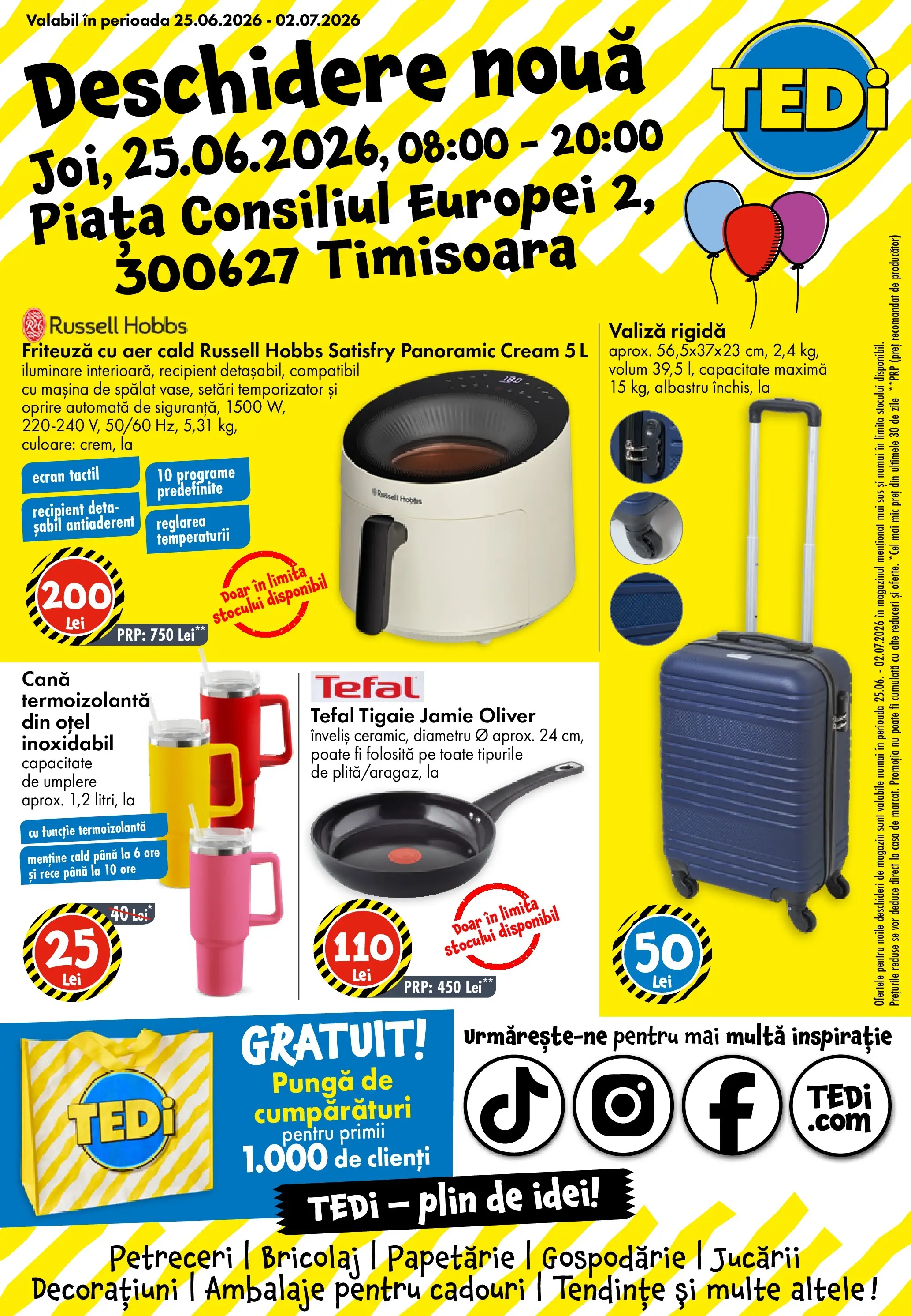 TEDi Catalog Timisoara - Oferta 25.06.2026 - 02.07.2026 | Pagină: 1 | Produse: Valiză, Pungă, Ginseng, Tigaie