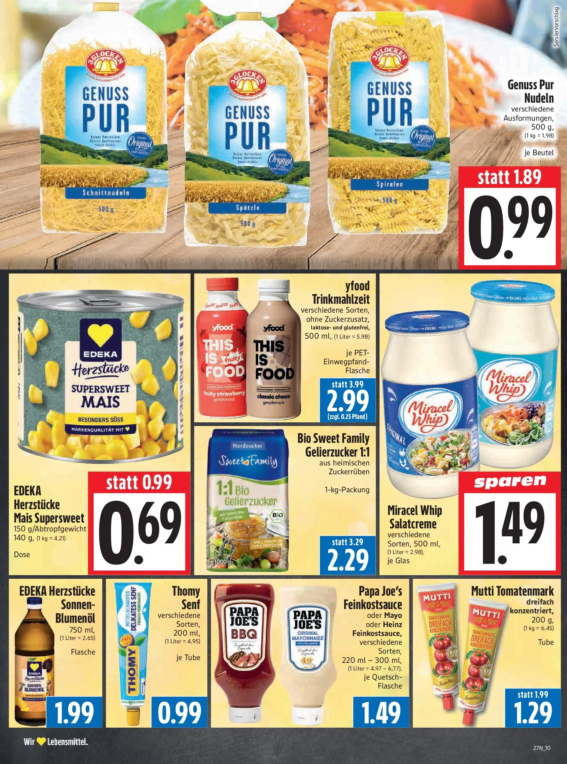 Angebote - Edeka Hahner: Wochenangebote (ab 28.06.2026) zum Blättern | Seite: 12 | Produkte: Gelierzucker, Miracel whip, YFood, Nudeln