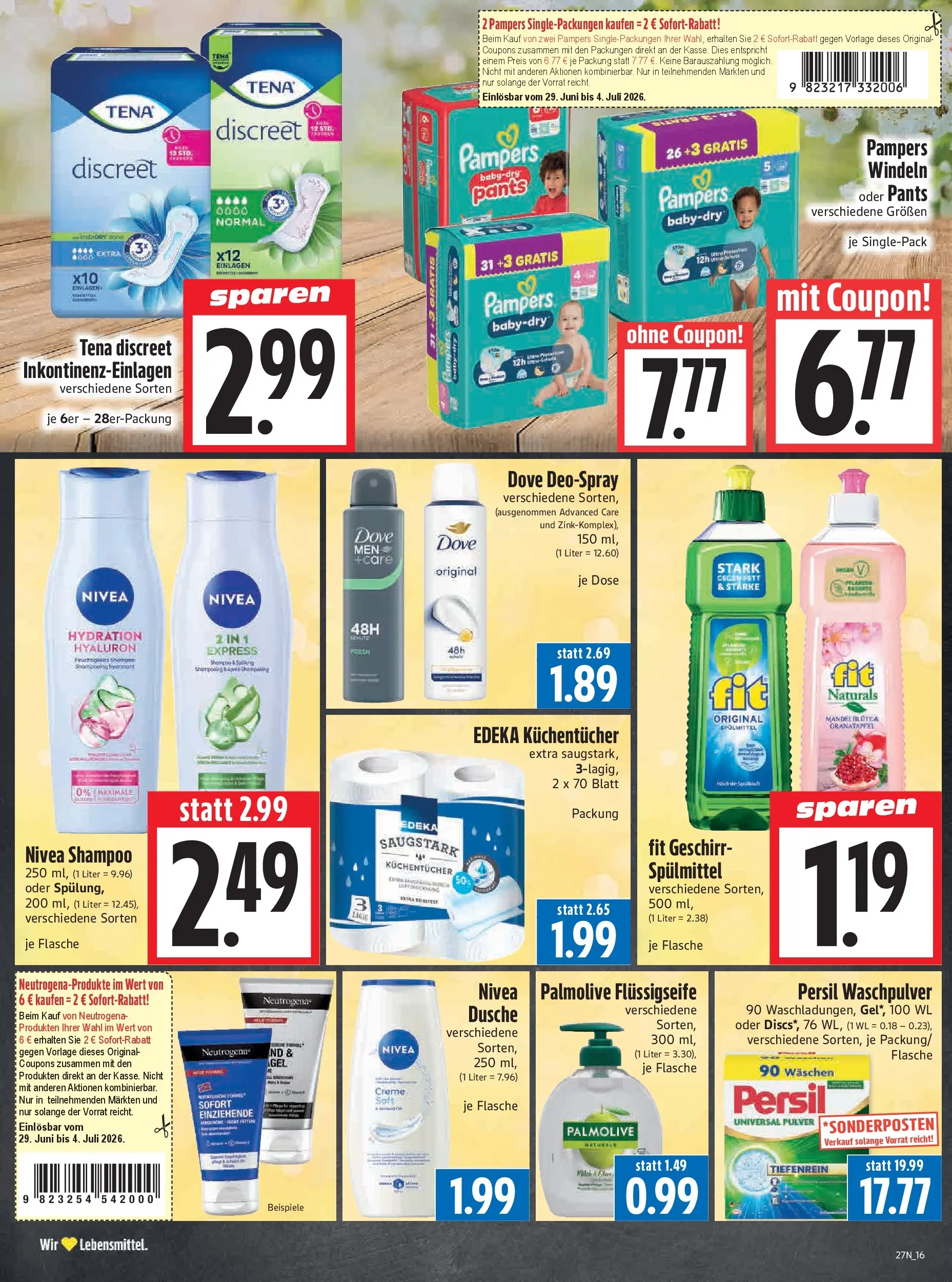 Angebote - Edeka Hahner: Wochenangebote (ab 28.06.2026) zum Blättern | Seite: 18 | Produkte: Granatapfel, Dusche, Deospray, Persil