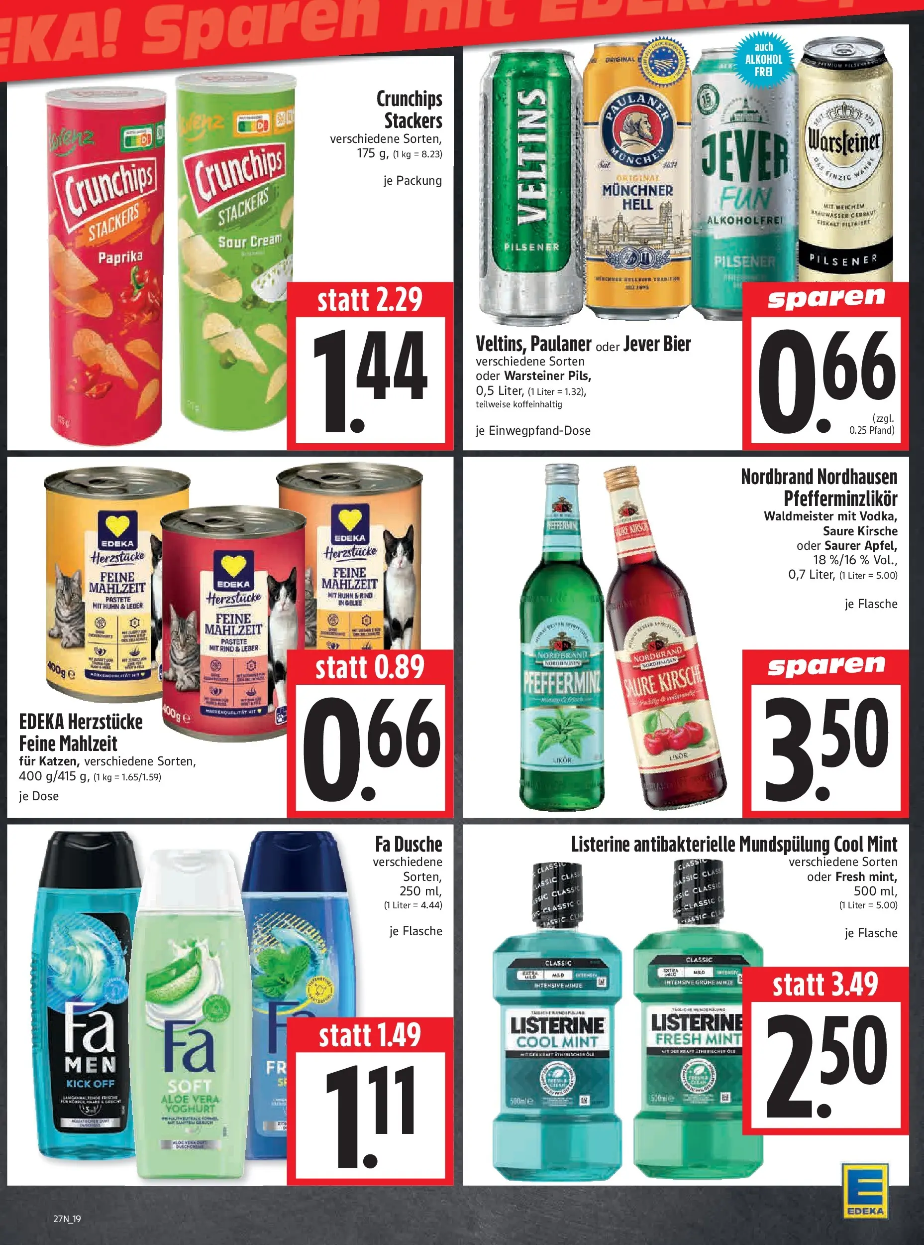 Angebote - Edeka Hahner: Wochenangebote (ab 28.06.2026) zum Blättern | Seite: 21 | Produkte: Dusche, Paulaner, Veltins, Listerine