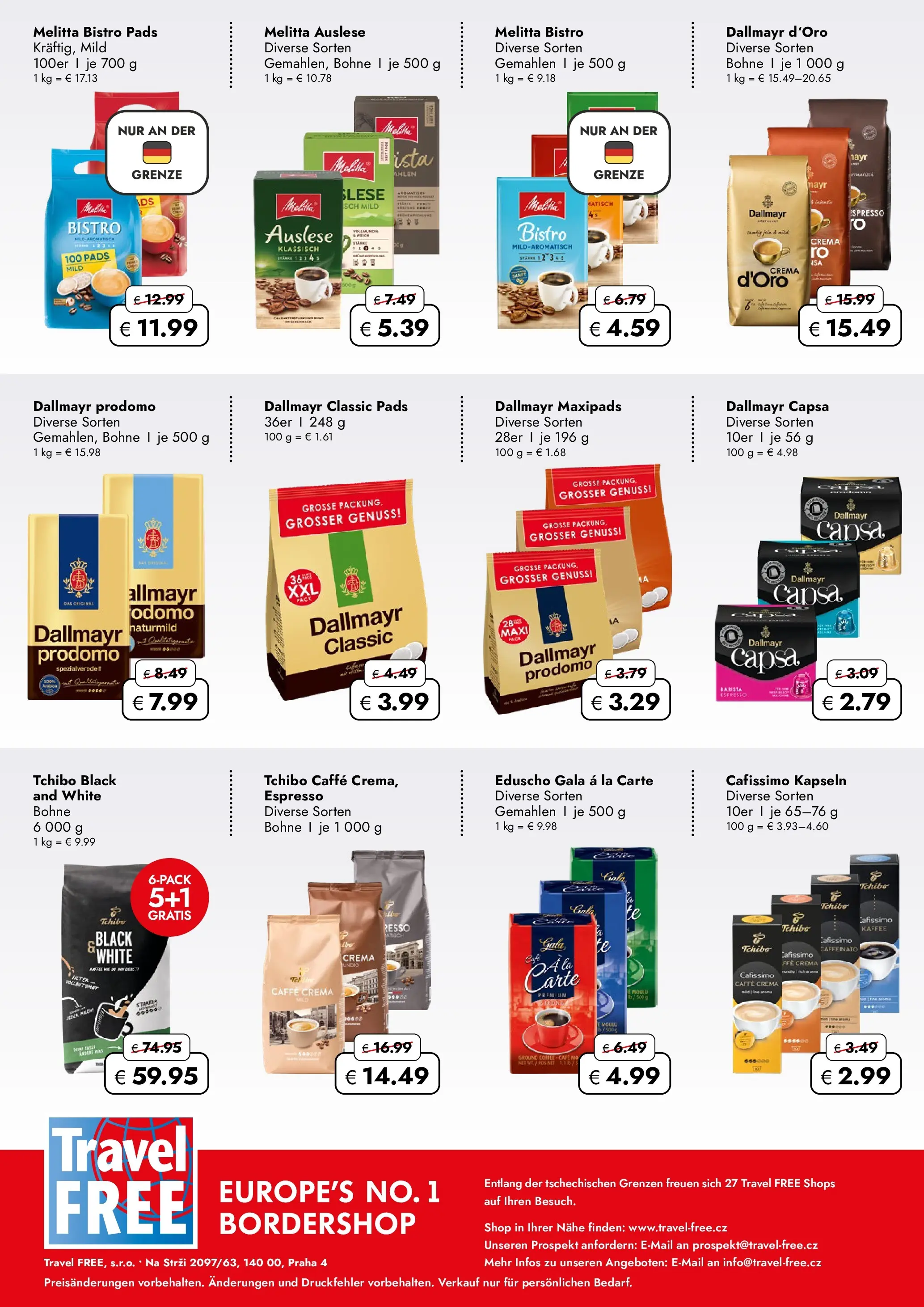 Travel Free Aktionsangebote (ab 26.06.2026) zum Blättern | Seite: 13 | Produkte: Kaffee, Dallmayr, Dallmayr prodomo, Eduscho