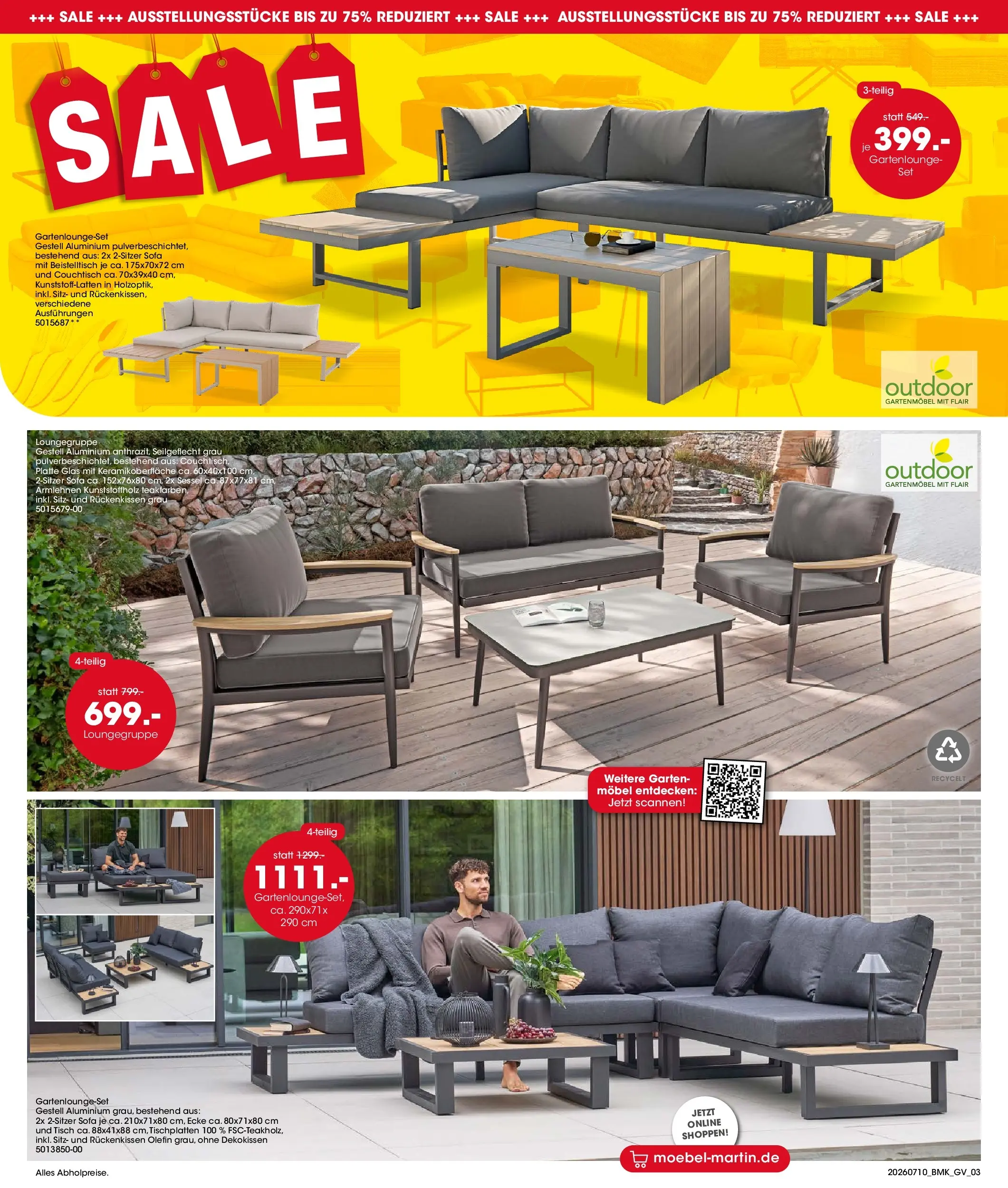Möbel Martin Sale (ab 10.07.2026) zum Blättern | Seite: 3 | Produkte: Beistelltisch, Sofa, Tisch, Gartenmöbel