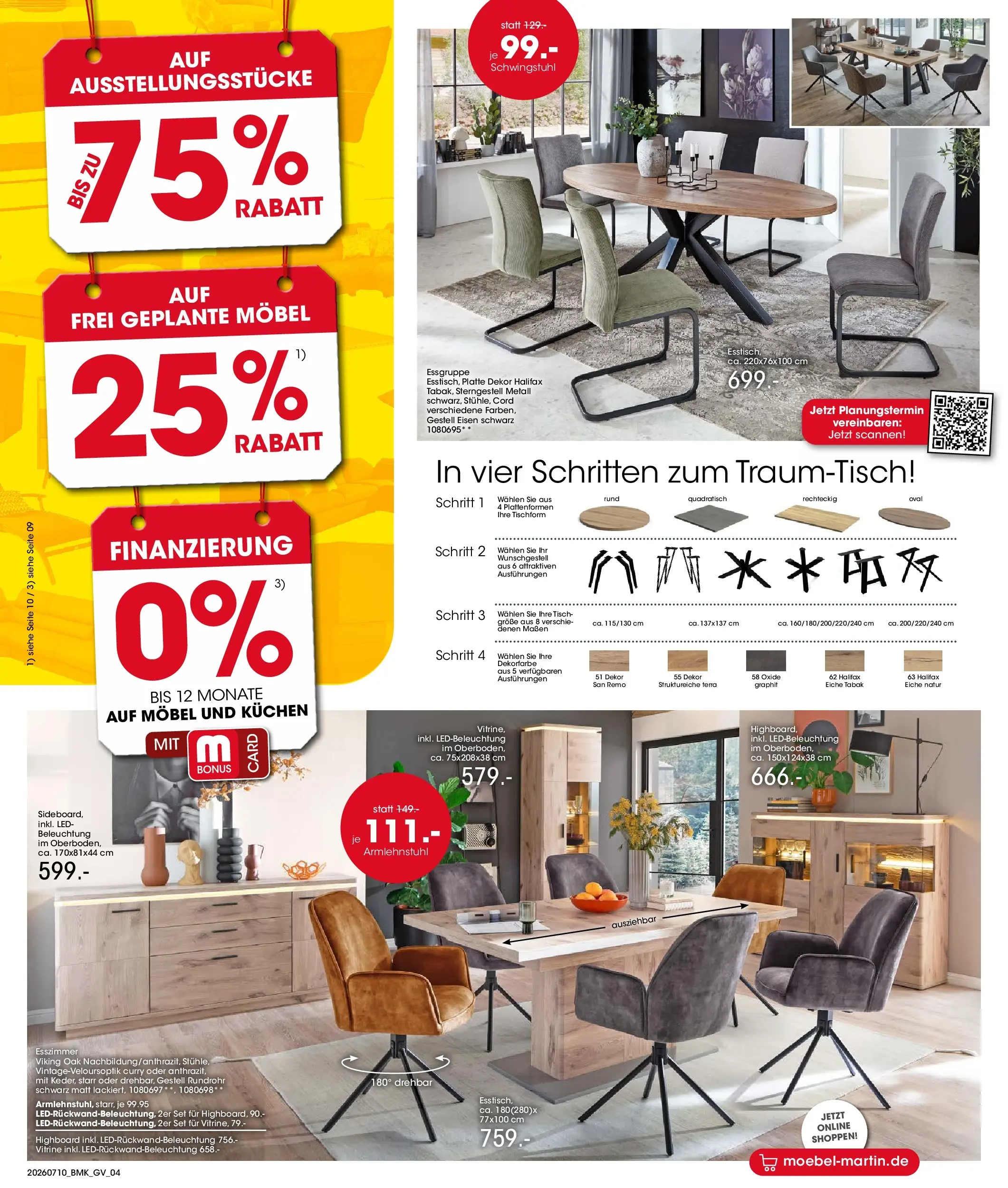 Möbel Martin Sale (ab 10.07.2026) zum Blättern | Seite: 4 | Produkte: HIghboard, Essgruppe, Vitrine, Tisch