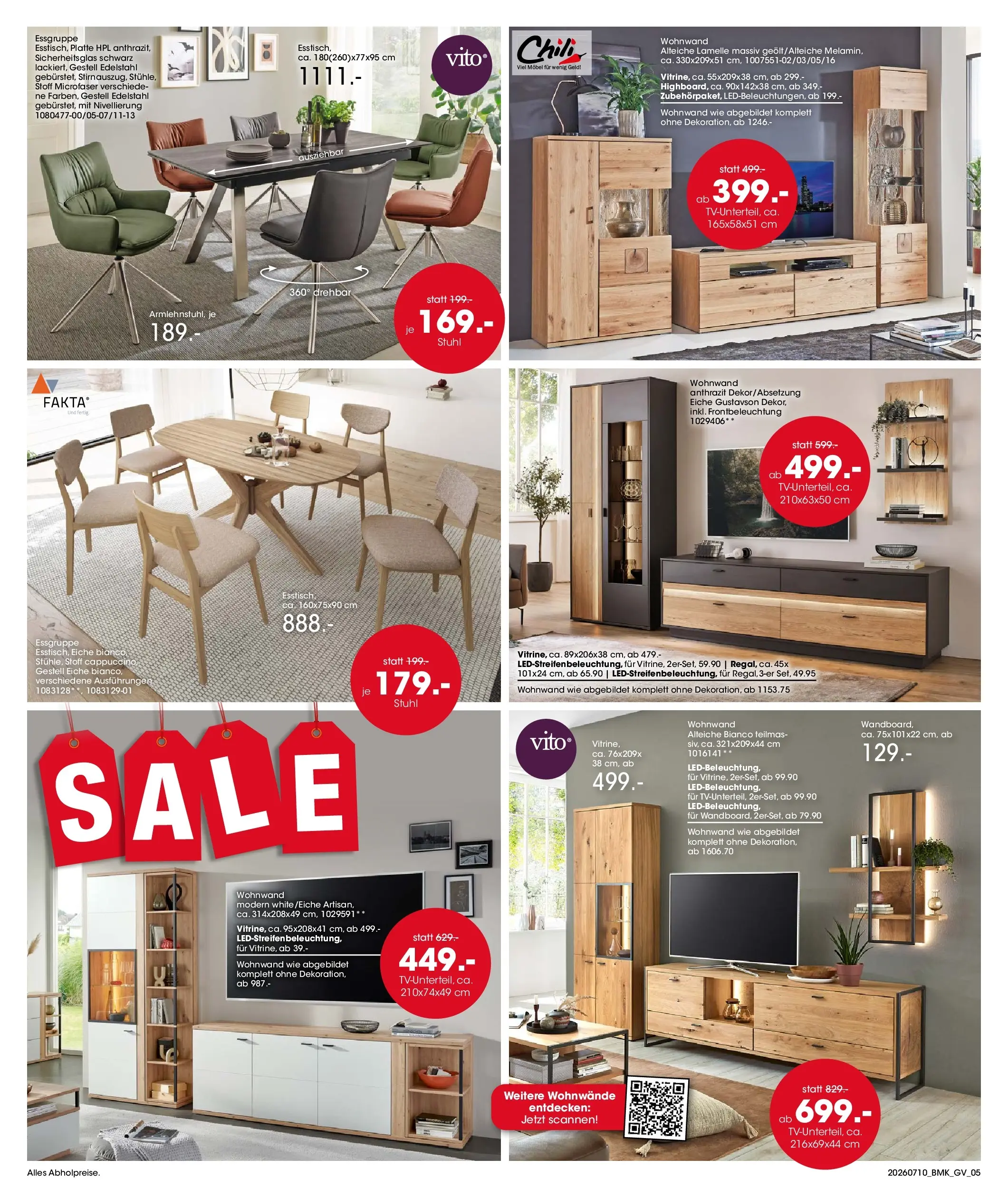 Möbel Martin Sale (ab 10.07.2026) zum Blättern | Seite: 5 | Produkte: Wohnwand, Essgruppe, Stuhl, Chili
