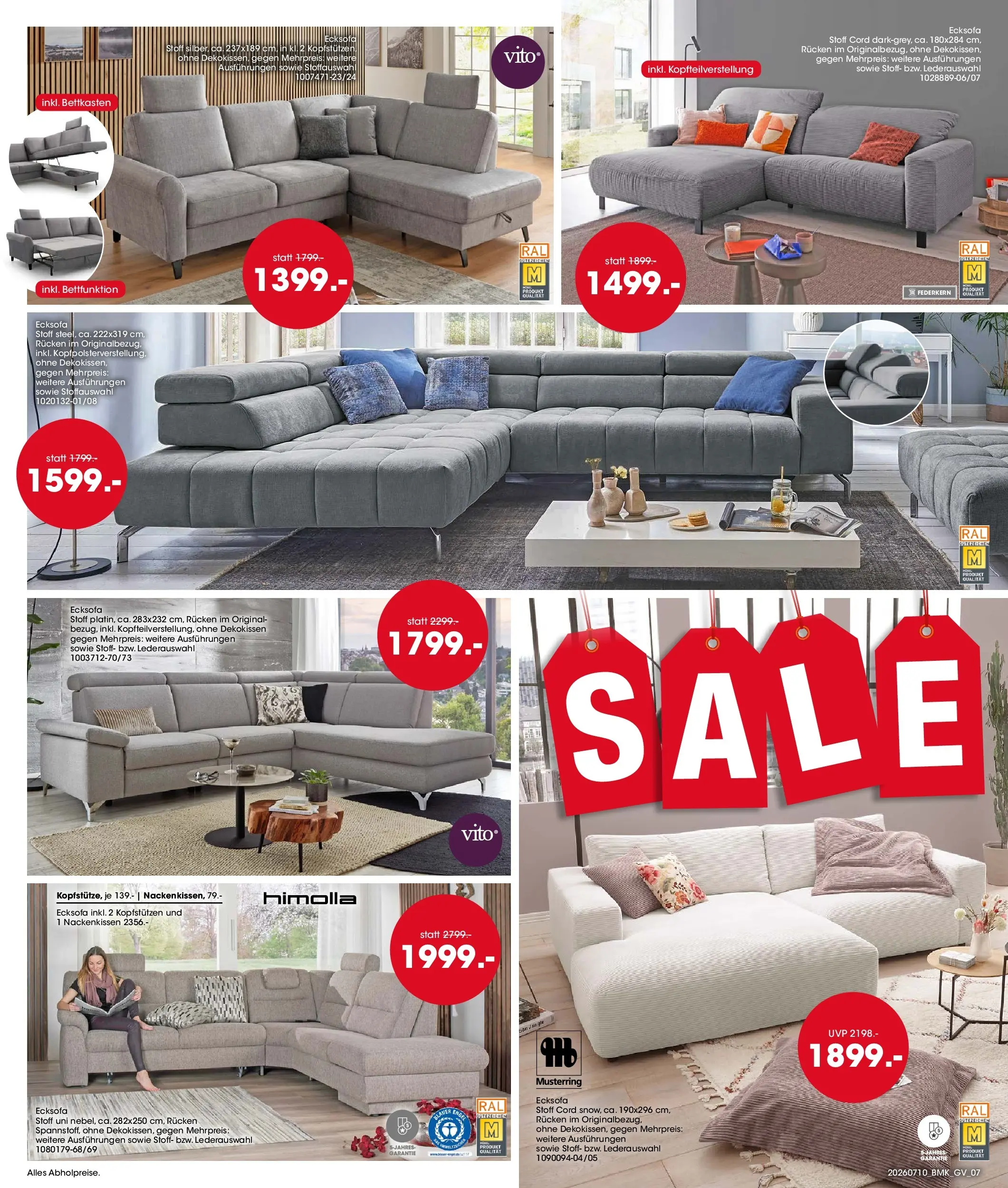 Möbel Martin Sale (ab 10.07.2026) zum Blättern | Seite: 7 | Produkte: Ecksofa