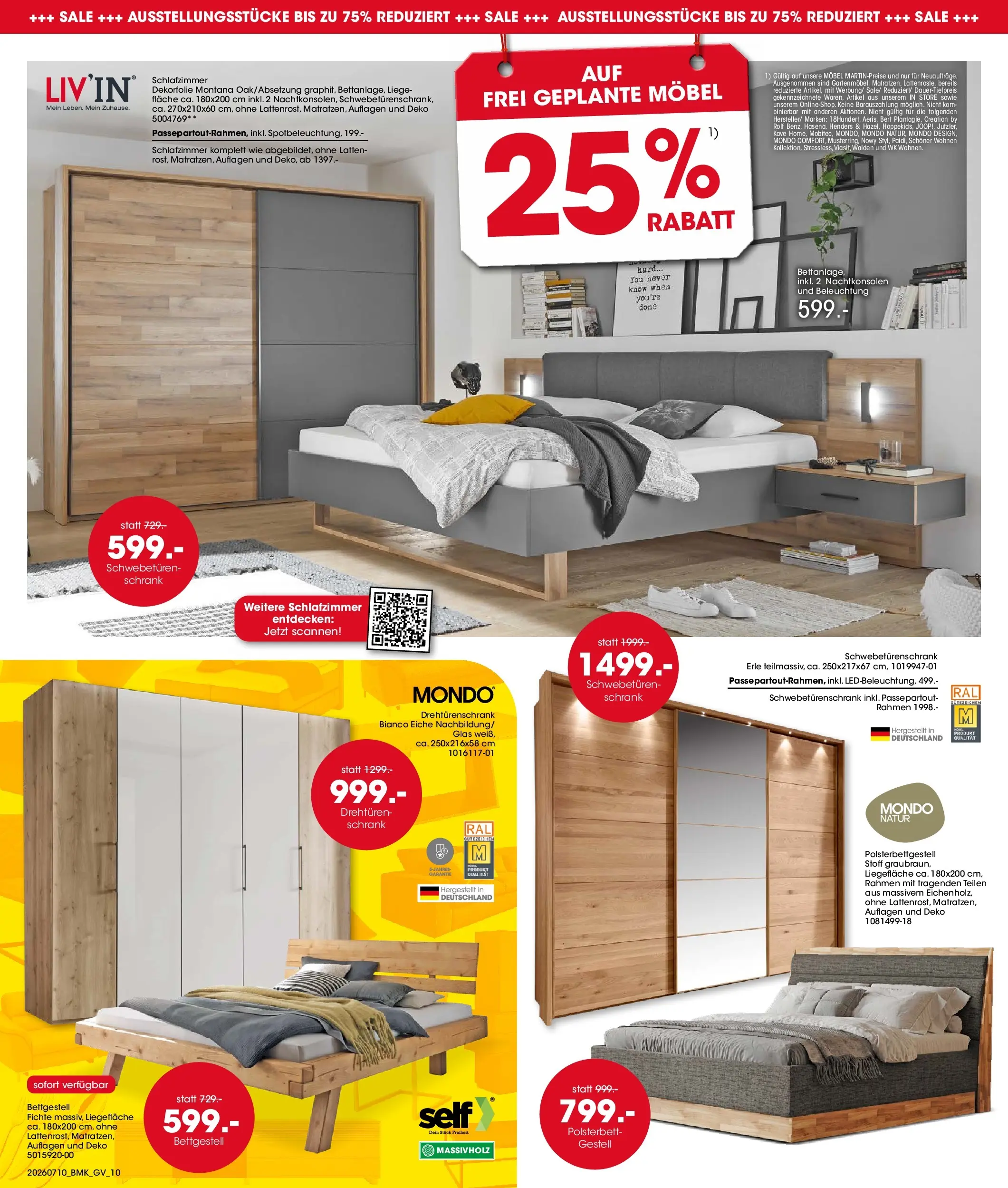 Möbel Martin Sale (ab 10.07.2026) zum Blättern | Seite: 10 | Produkte: Schwebetürenschrank, Drehtürenschrank, Polsterbett, Liege