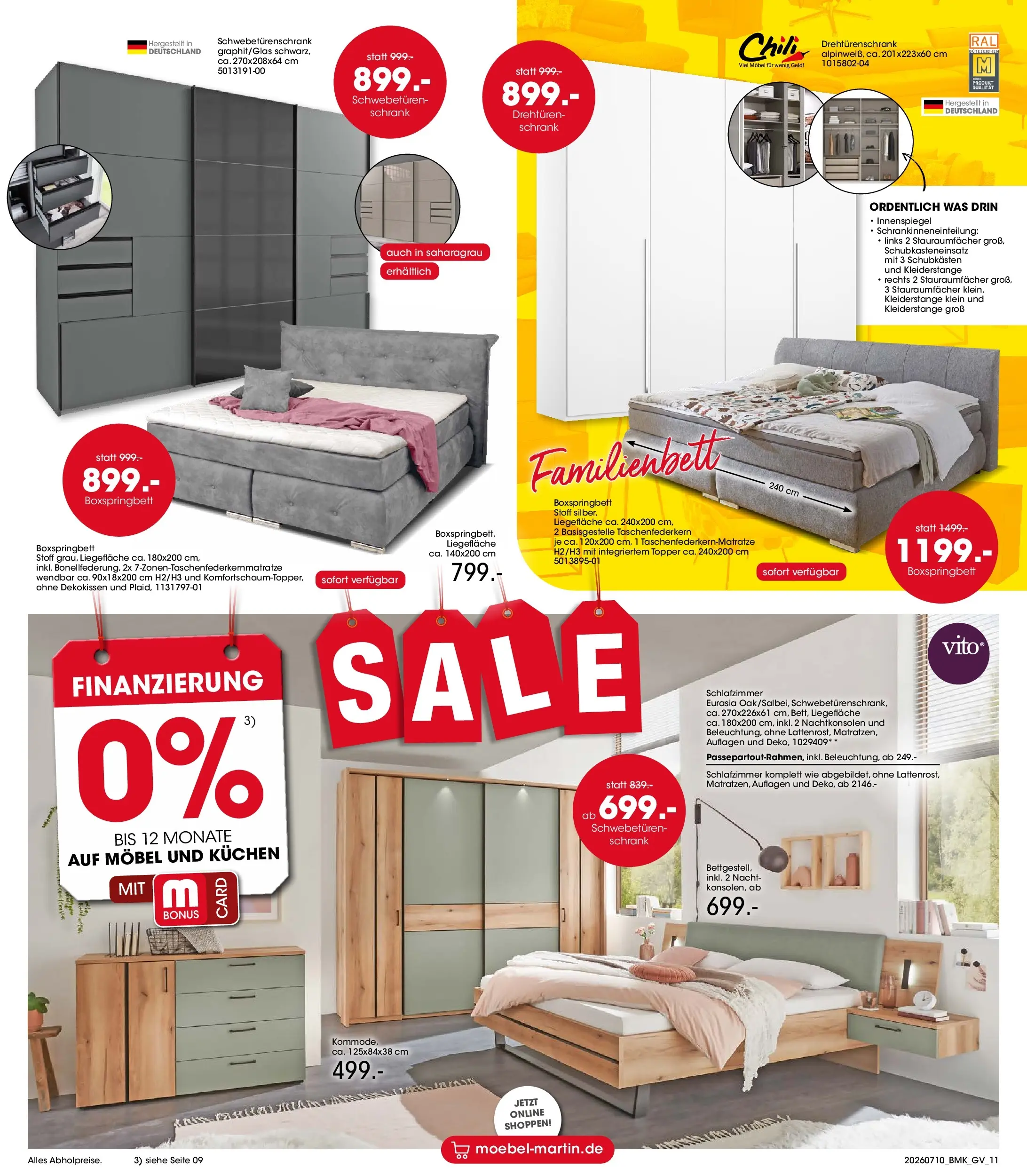 Möbel Martin Sale (ab 10.07.2026) zum Blättern | Seite: 11 | Produkte: Boxspringbett, Topper, Schrank, Chili