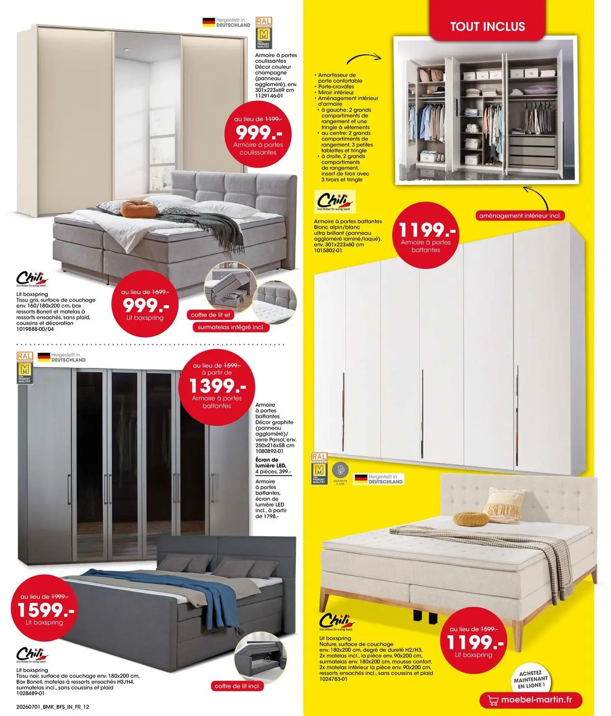 Möbel Martin - Möbel Martin: Offres hebdomadaires à partir du 30/06/2026 - promo en ligne | Page: 12 | Produits: Surmatelas, Porte, Champagne, Armoire