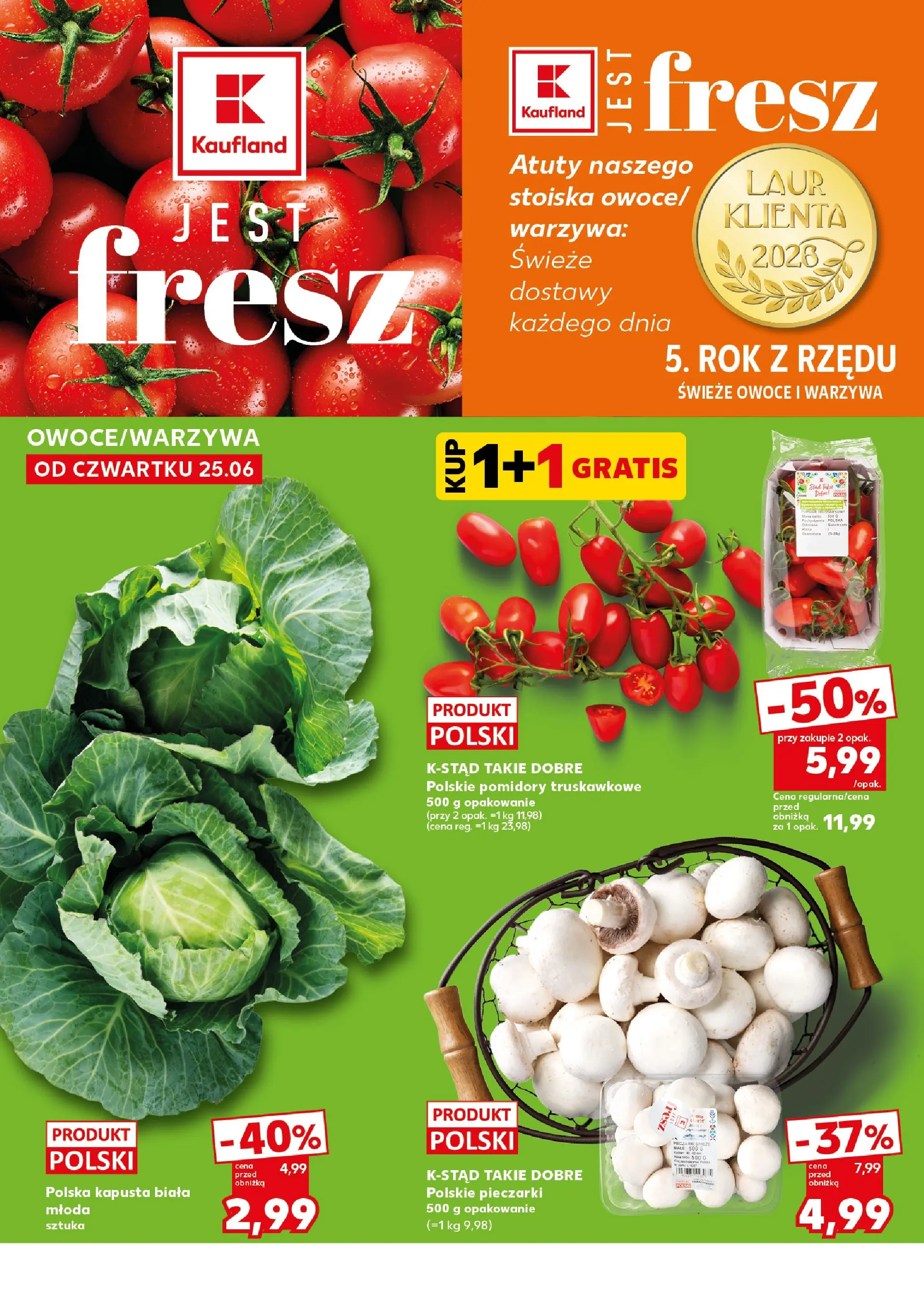 Kaufland gazetka - Super Weekend od 27.06.2026 - od jutra PDF | Strona: 8 | Produkty: Kapusta, Pieczarki, Kapusta biała, Owoce