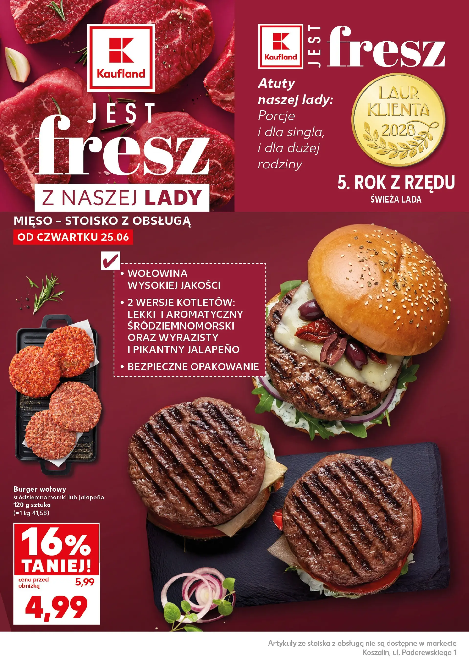 Kaufland gazetka - Super Weekend od 27.06.2026 - od jutra PDF | Strona: 16 | Produkty: Burger wołowy, Mięso, Wołowina