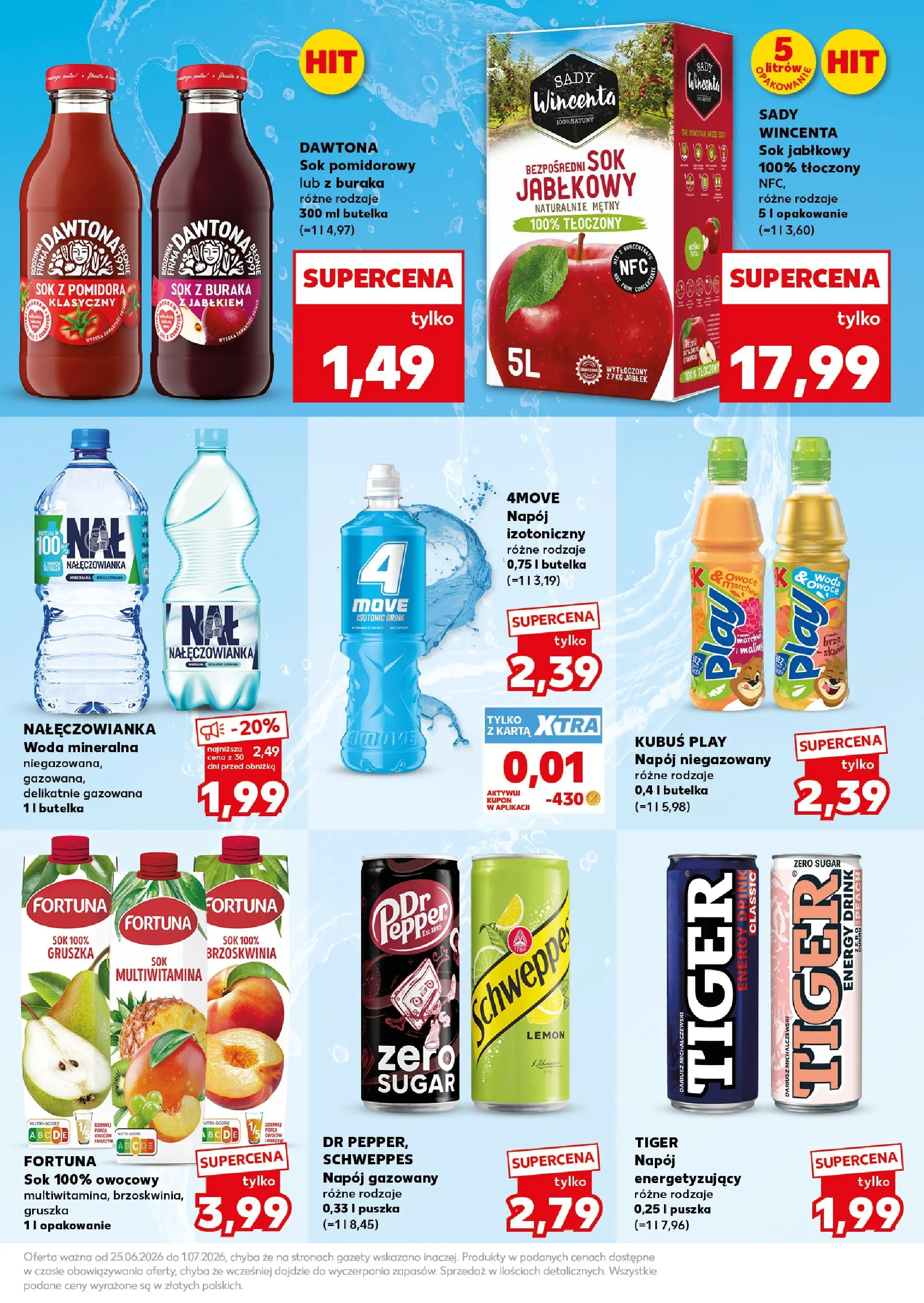 Kaufland gazetka - Super Weekend od 27.06.2026 - od jutra PDF | Strona: 23 | Produkty: Brzoskwinia, Woda mineralna Nałęczowianka, Sok jabłkowy, Sok