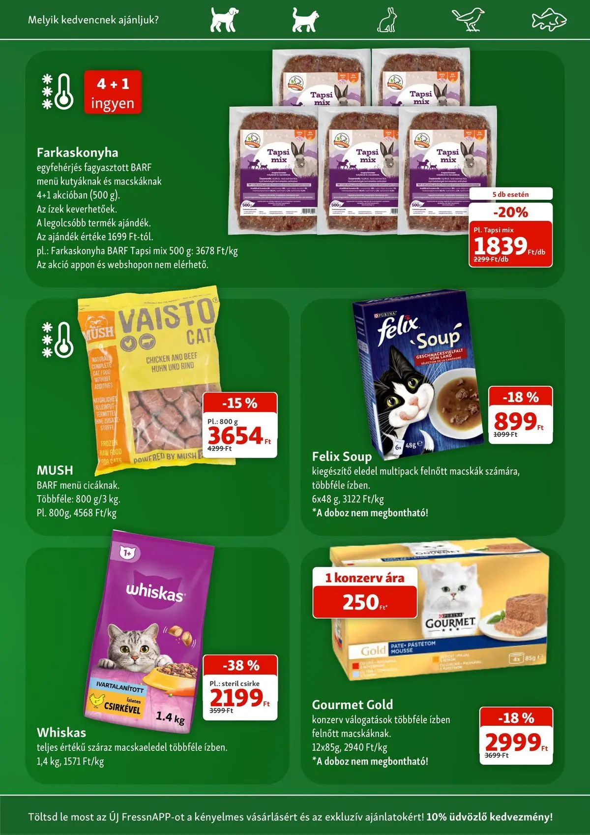 Fressnapf aktuális akciós újság - 2026.07.02. -tól/töl > akció, lapozható szórólap 🛍️ | Oldal: 8 | Termékek: Macskaeledel, Whiskas, Doboz, Pástétom