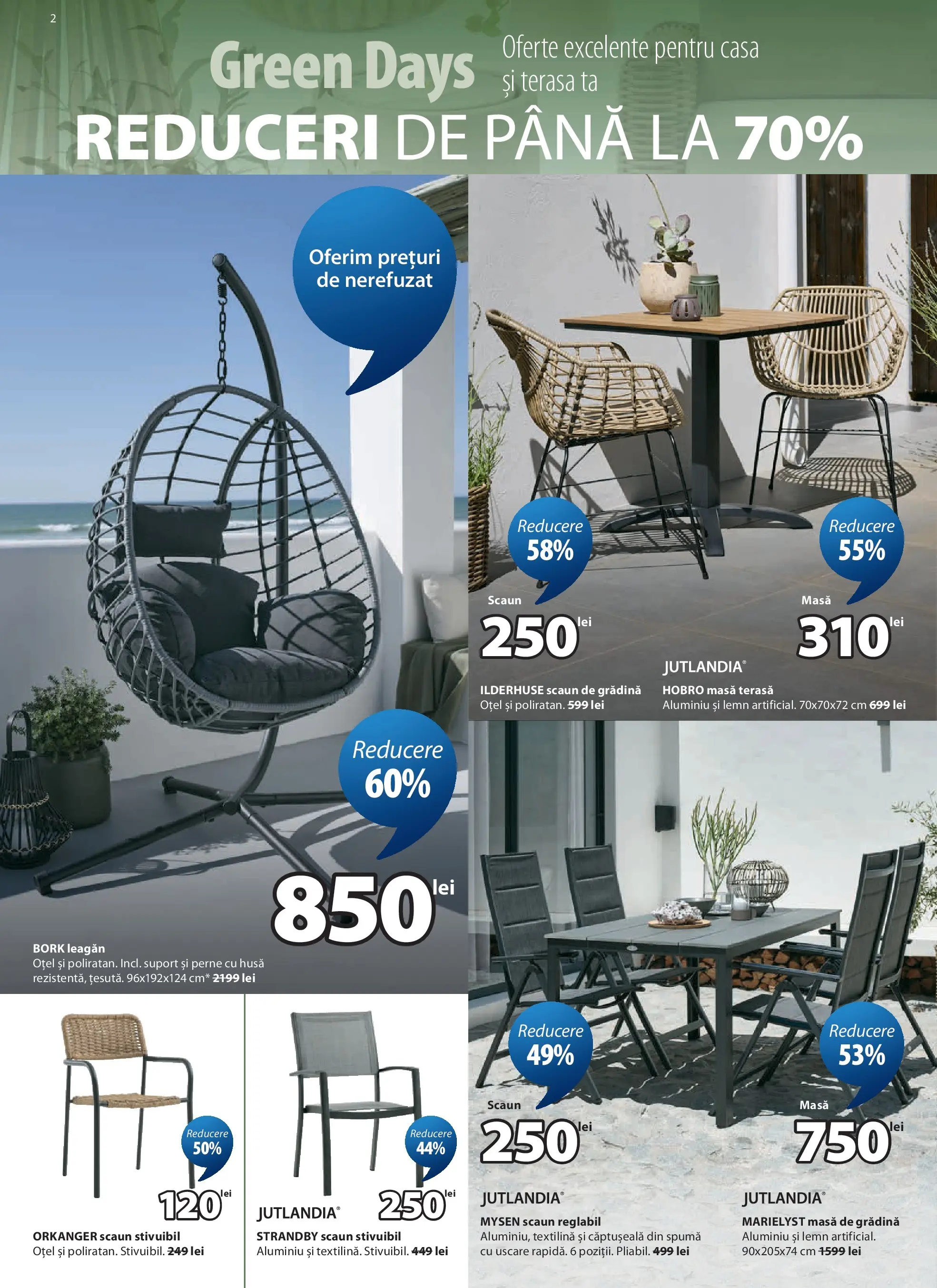 JYSK Catalog - Oferta 26.06.2026 - 01.07.2026 | Pagină: 2 | Produse: Masă, Scaun