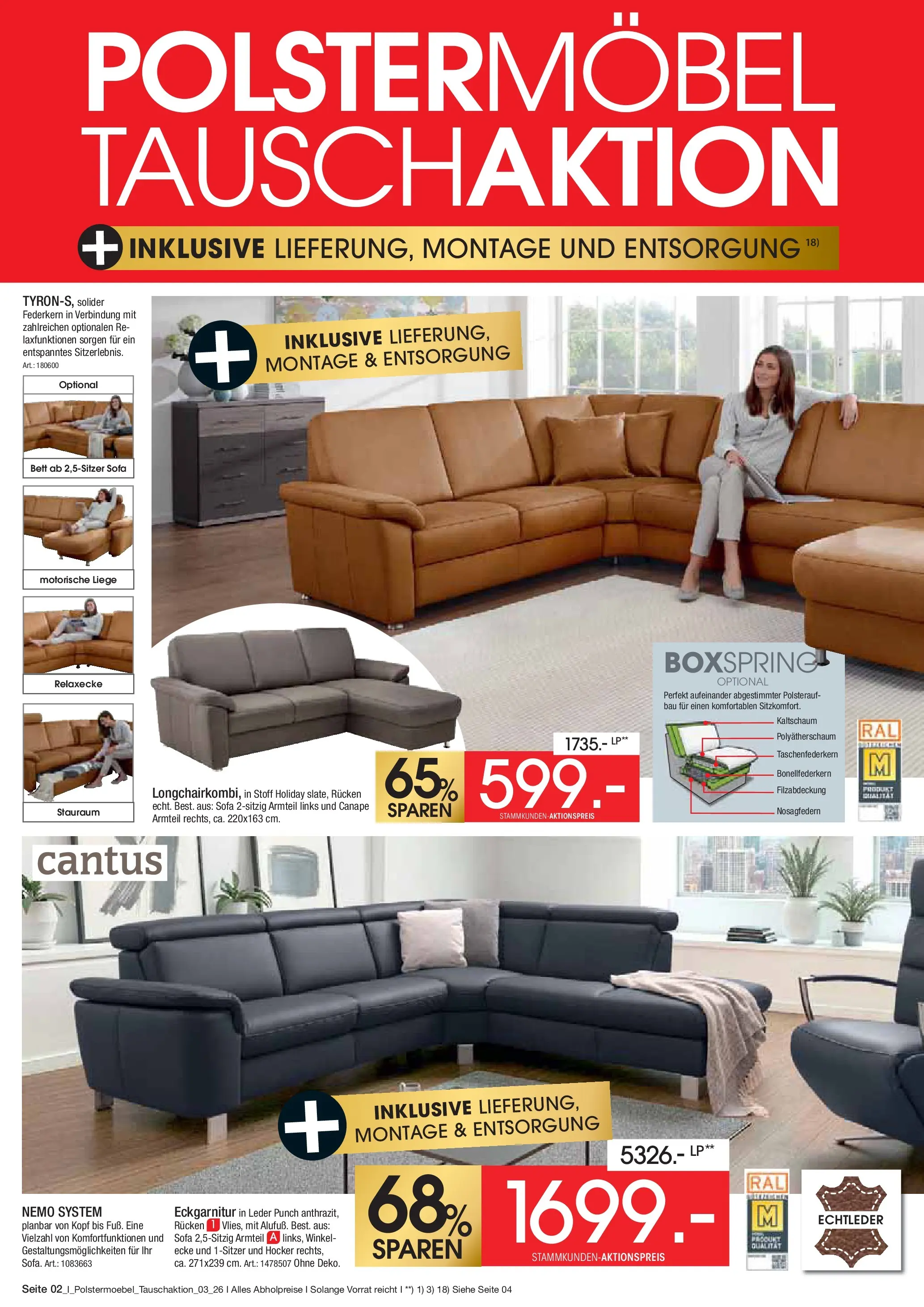 Zurbrüggen Polstermöbel Tauschaktion (ab 27.06.2026) zum Blättern | Seite: 2 | Produkte: Hocker, Bett, Sofa, Liege