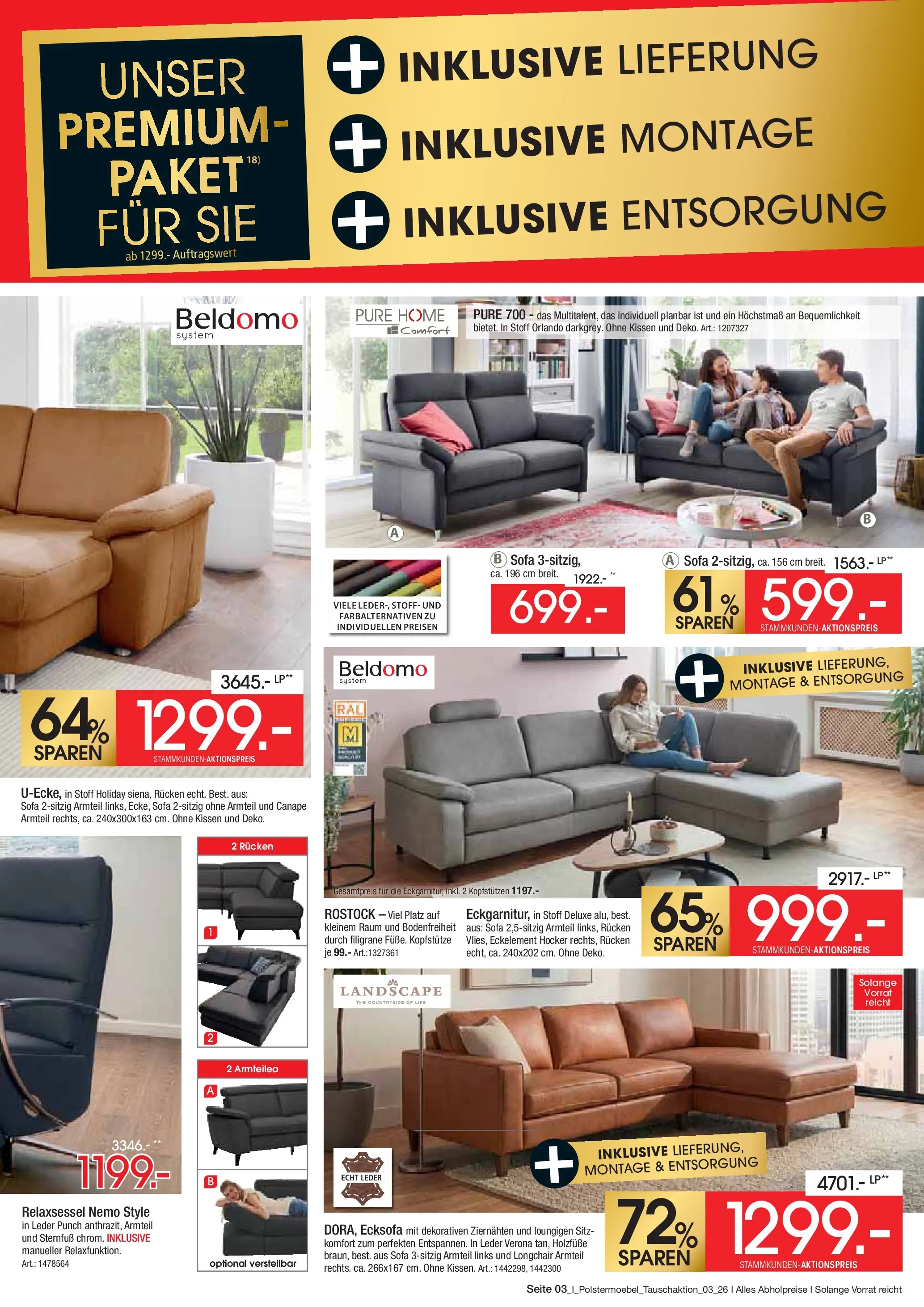 Zurbrüggen Polstermöbel Tauschaktion (ab 27.06.2026) zum Blättern | Seite: 3 | Produkte: Hocker, Relaxsessel, Kissen, Sofa