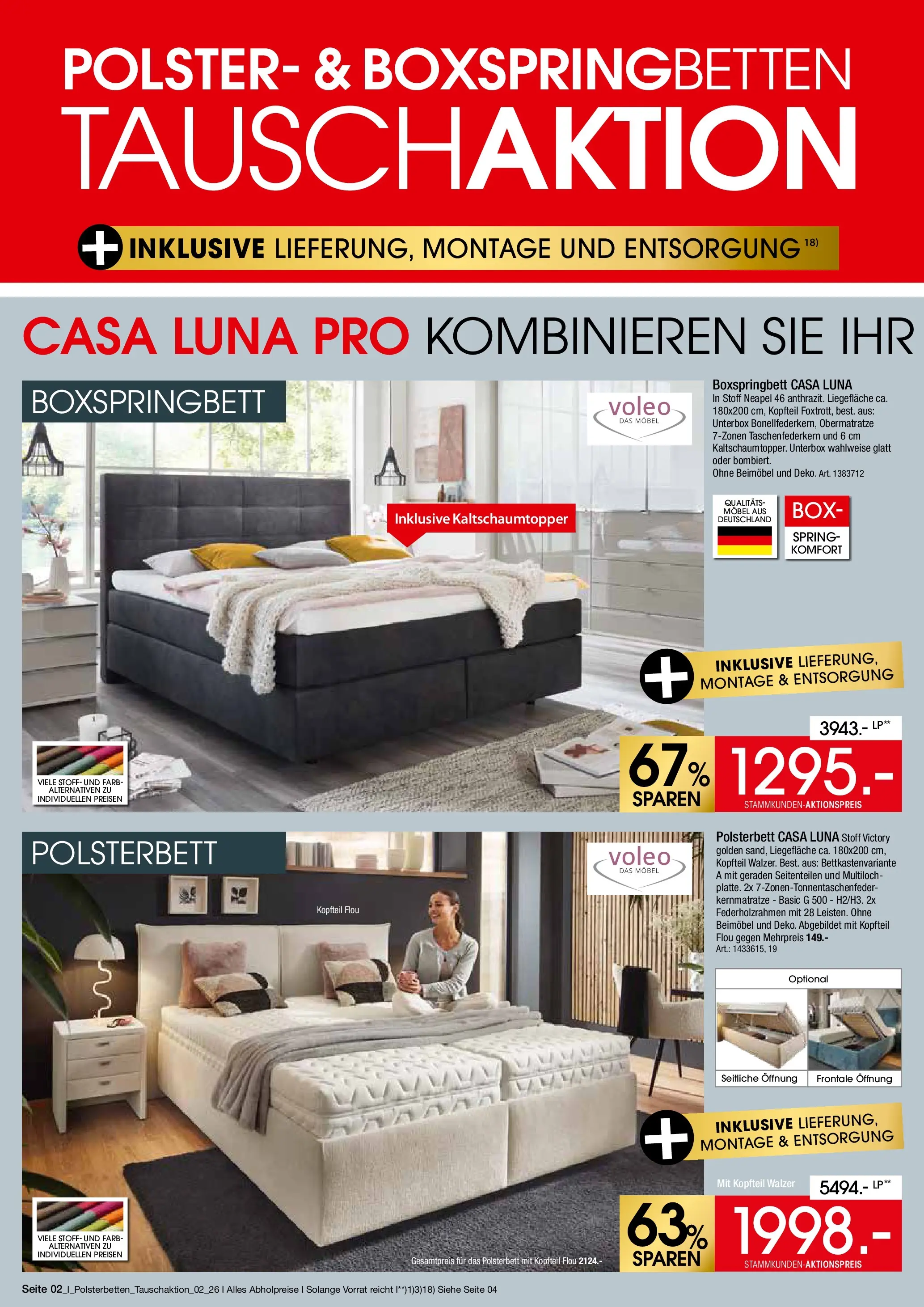 Zurbrüggen Polster-Spezial (ab 27.06.2026) zum Blättern | Seite: 2 | Produkte: Boxspringbett, Polsterbett, Box