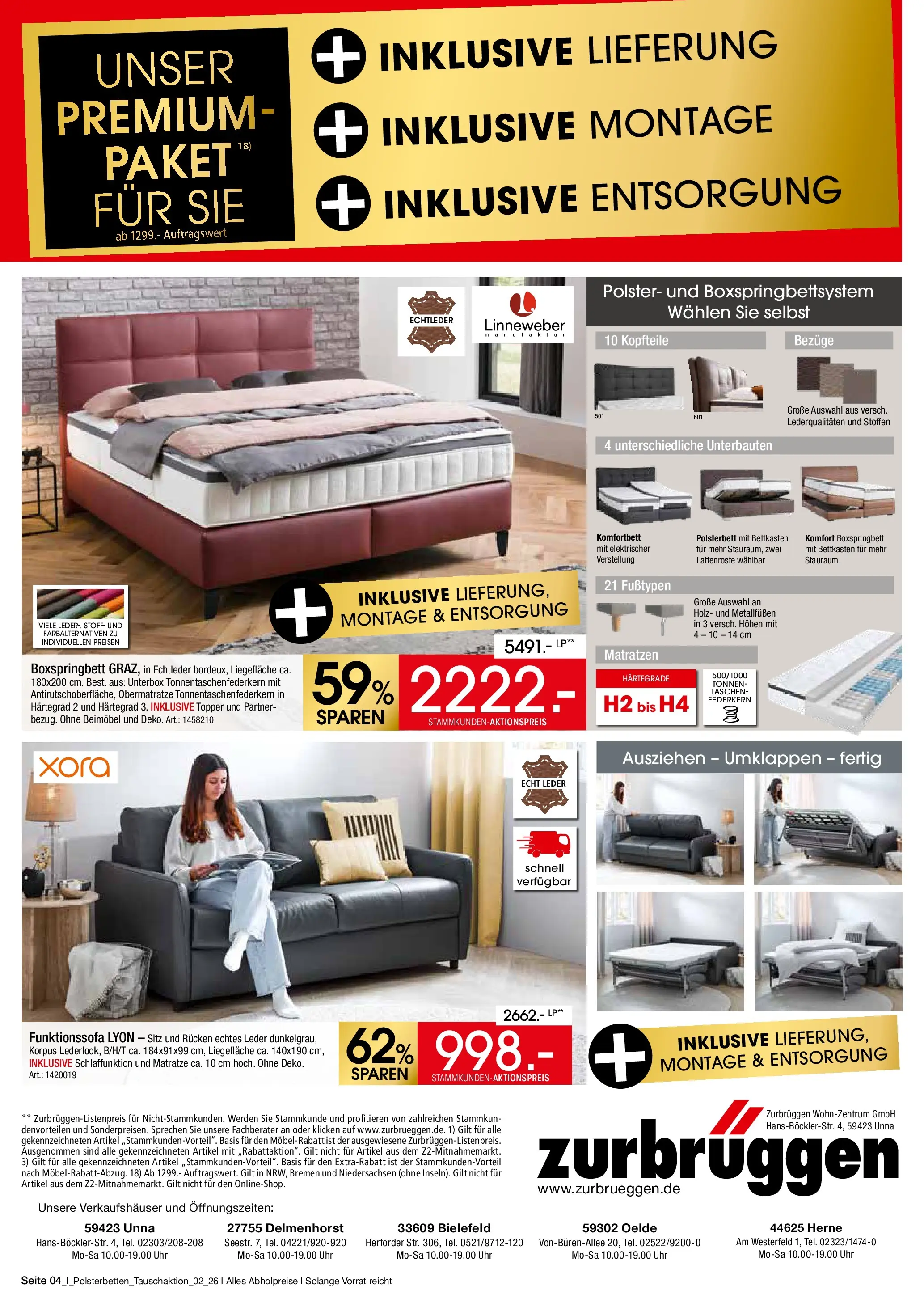 Zurbrüggen Polster-Spezial (ab 27.06.2026) zum Blättern | Seite: 4 | Produkte: Matratze, Boxspringbett, Polsterbett, Topper