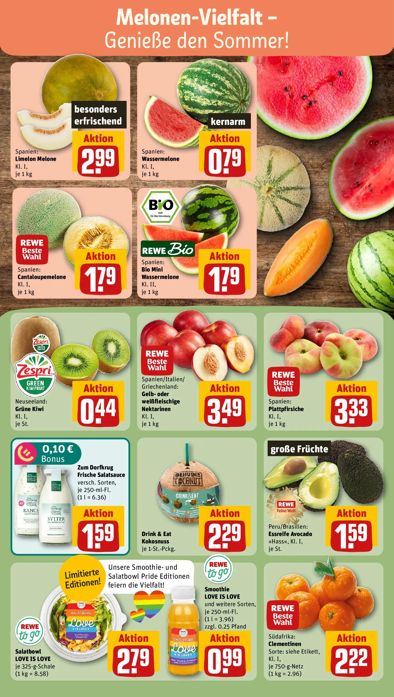 REWE Prospekt ab 28.06.2026 zum Blättern » Angebote | Seite: 8 | Produkte: Nektarinen, Wassermelone, Melone, Kiwi