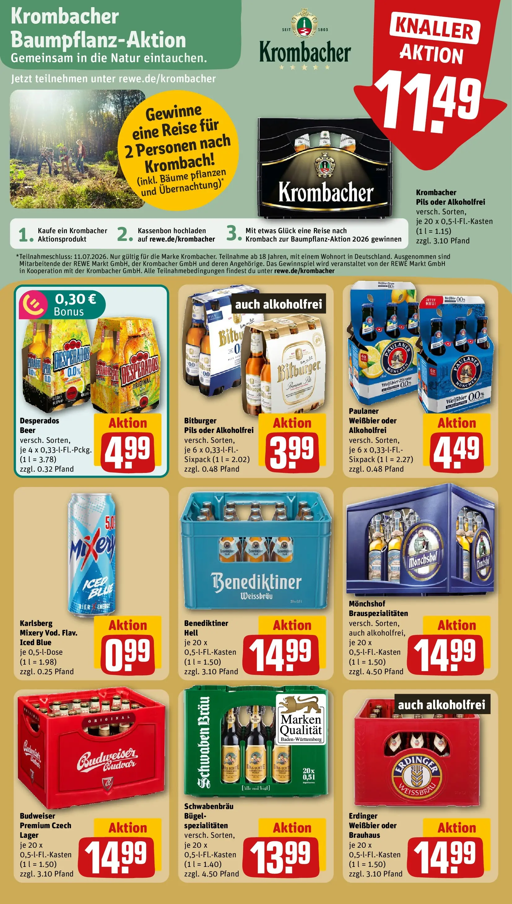 REWE Prospekt ab 28.06.2026 zum Blättern » Angebote | Seite: 19 | Produkte: Bitburger, Weißbier, Desperados, Krombacher