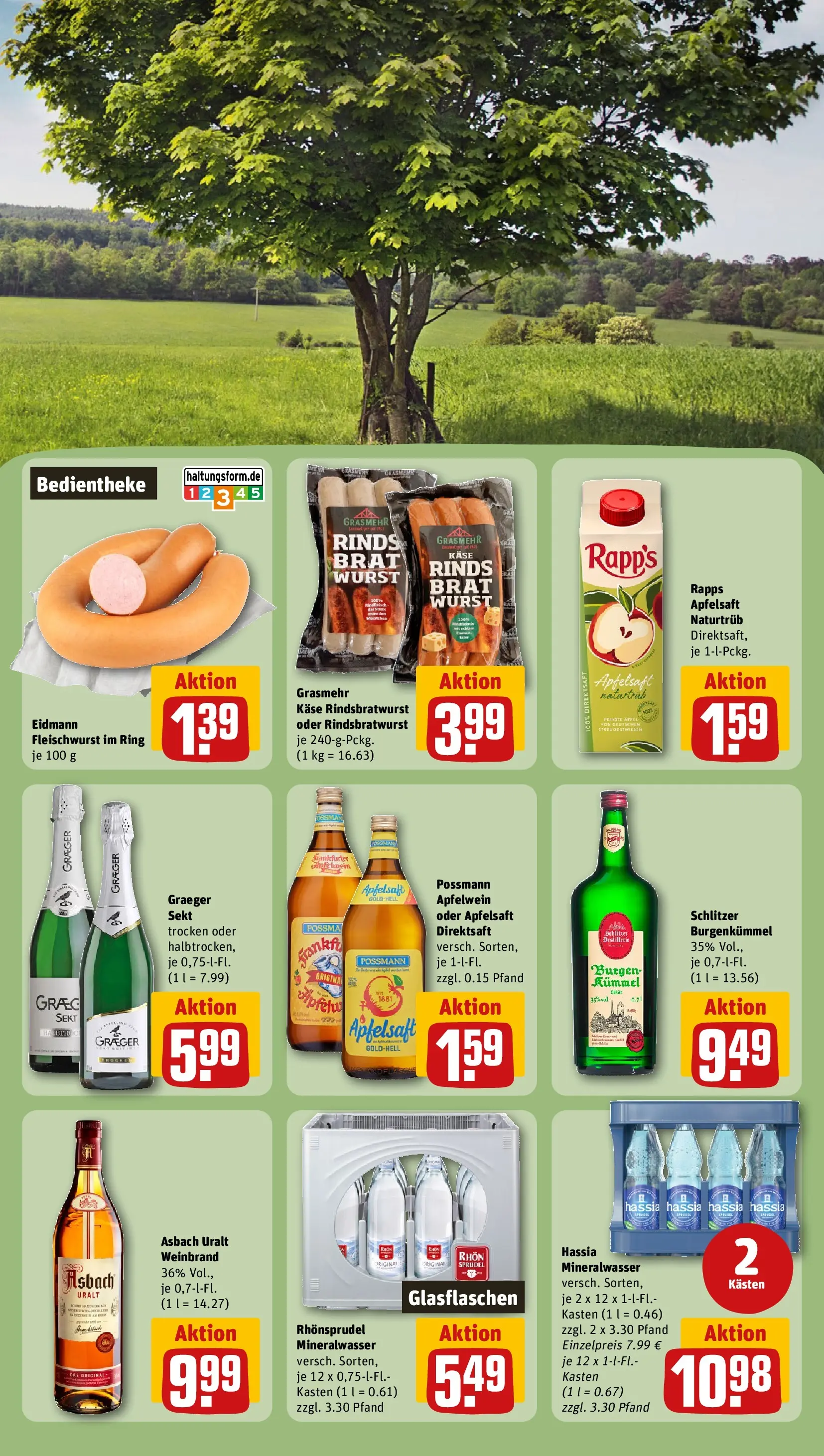 REWE Prospekt ab 28.06.2026 zum Blättern » Angebote | Seite: 25 | Produkte: Käse, Apfelsaft, Wurst, Asbach