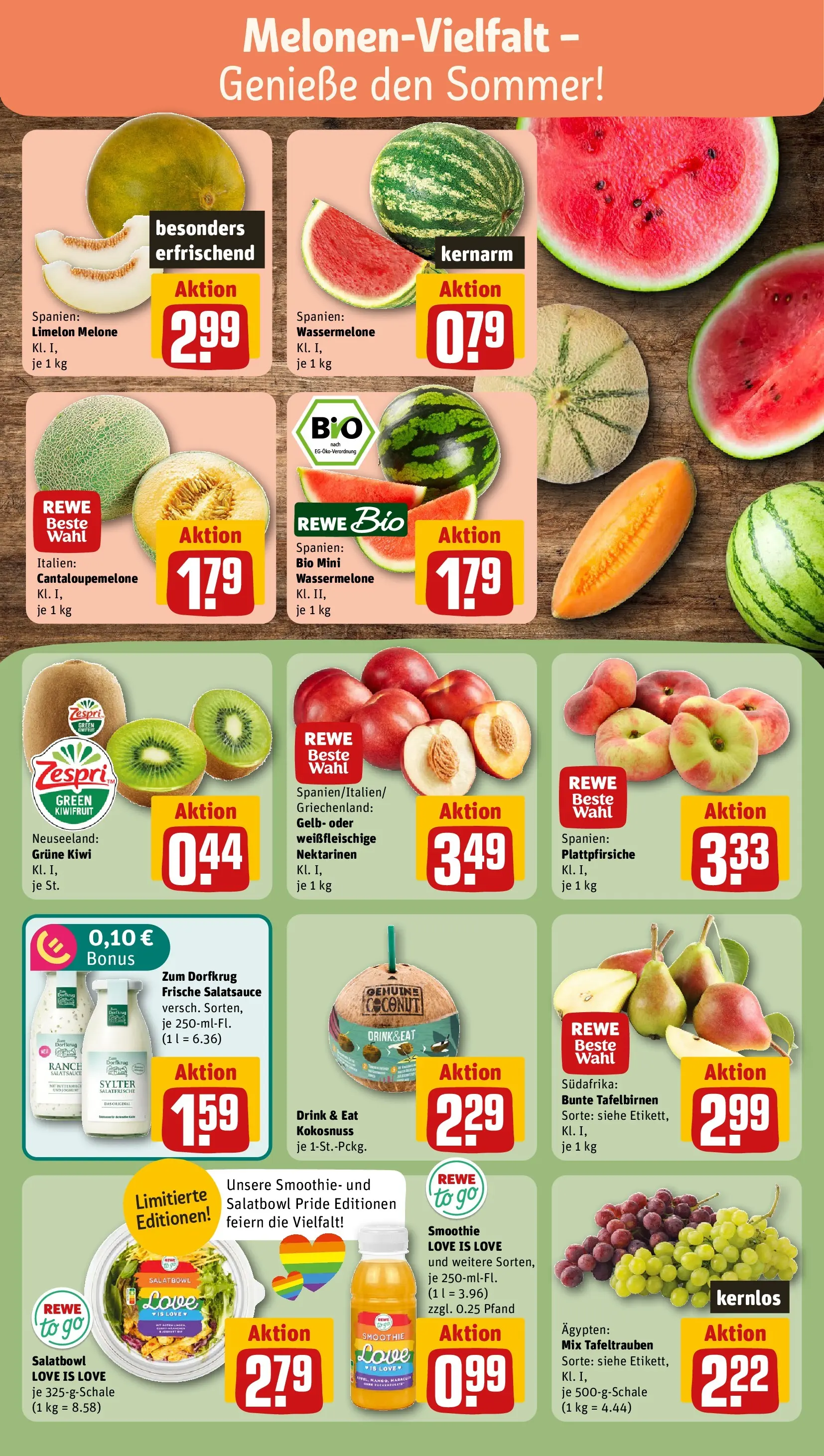 REWE Prospekt ab 28.06.2026 zum Blättern » Angebote | Seite: 8 | Produkte: Nektarinen, Wassermelone, Melone, Kiwi
