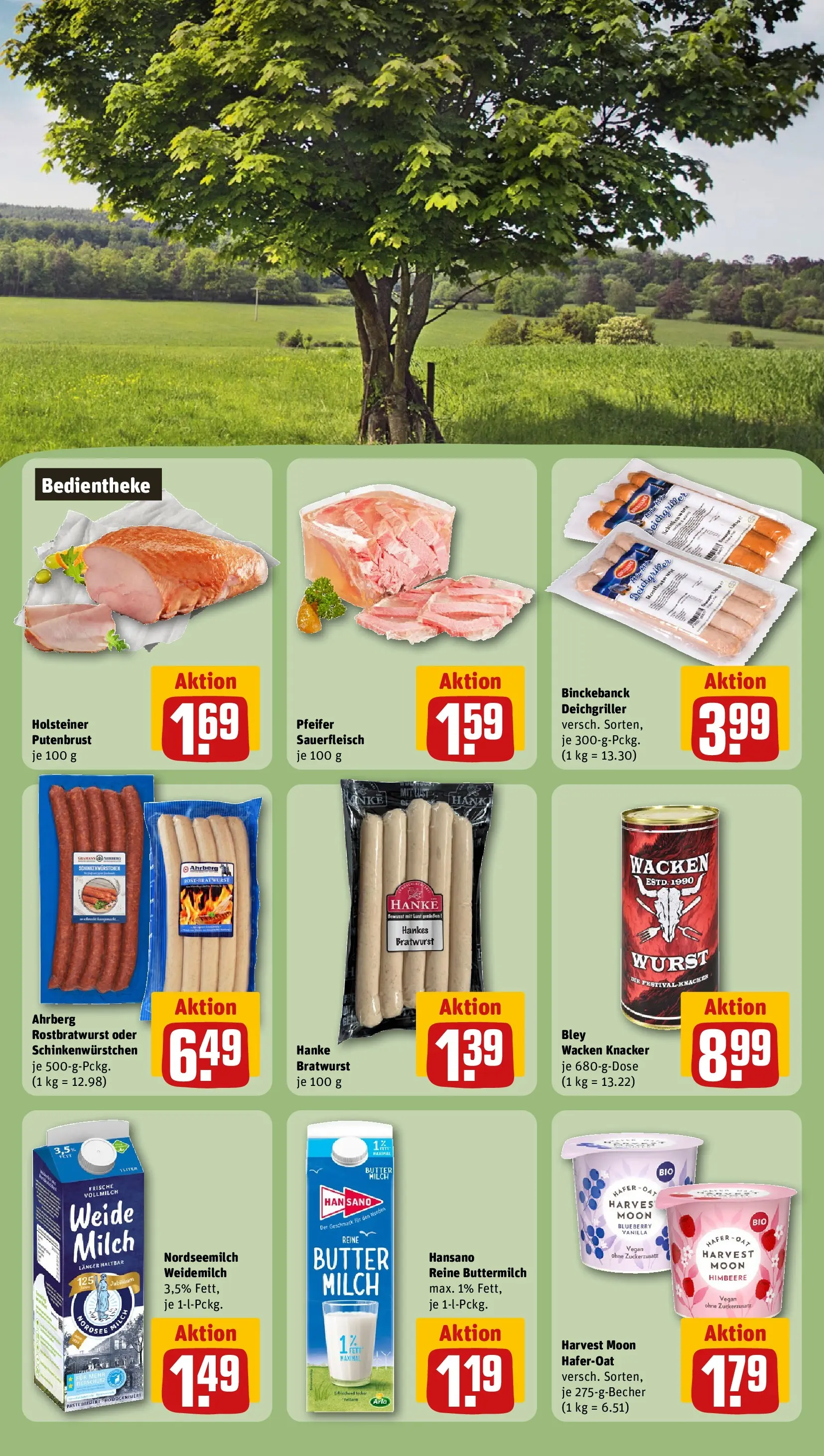 REWE Prospekt ab 28.06.2026 zum Blättern » Angebote | Seite: 23 | Produkte: Milch, Butter, Bratwurst, Wurst