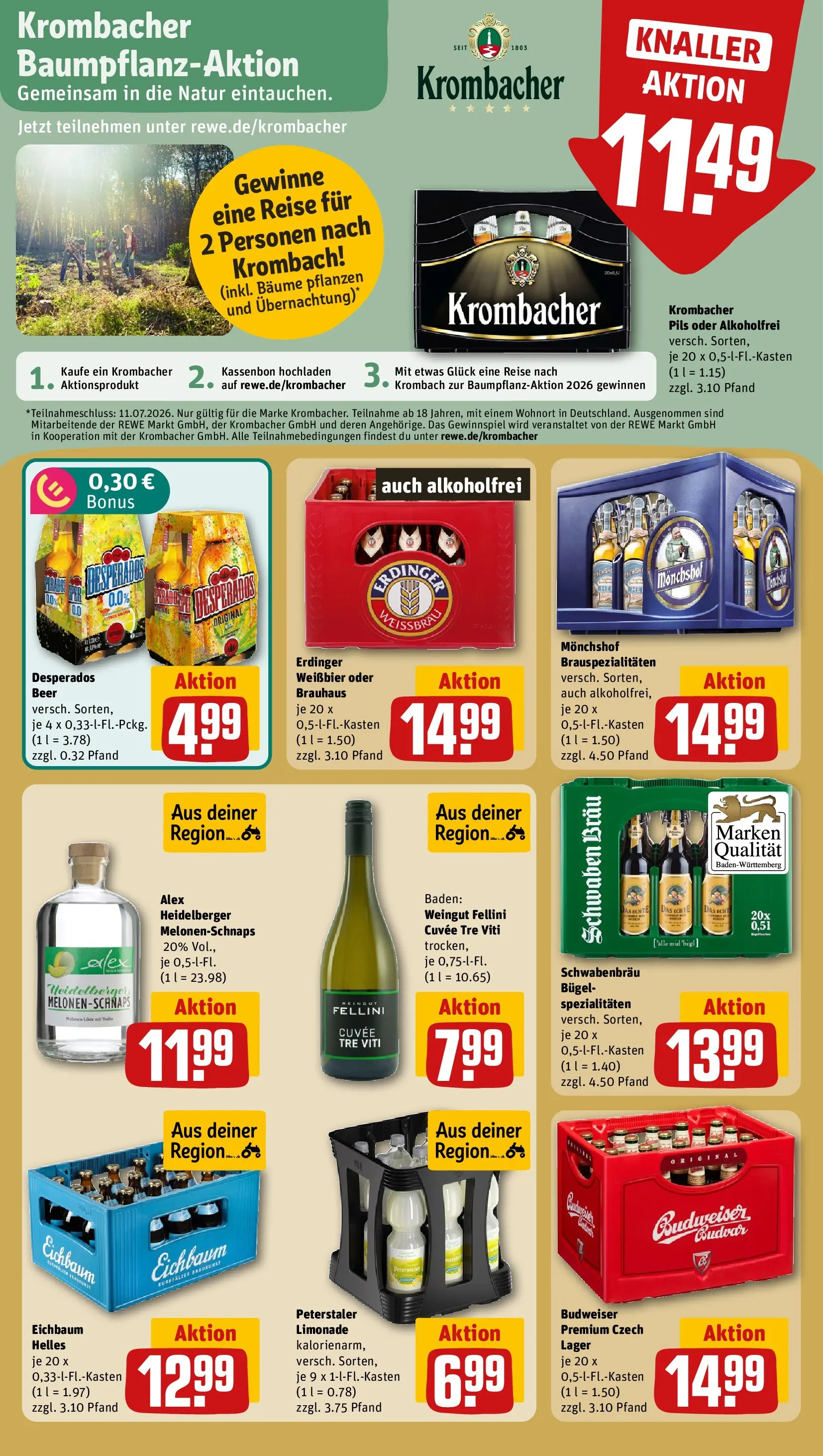 REWE Prospekt ab 28.06.2026 zum Blättern » Angebote | Seite: 19 | Produkte: Erdinger, Weißbier, Limonade, Desperados