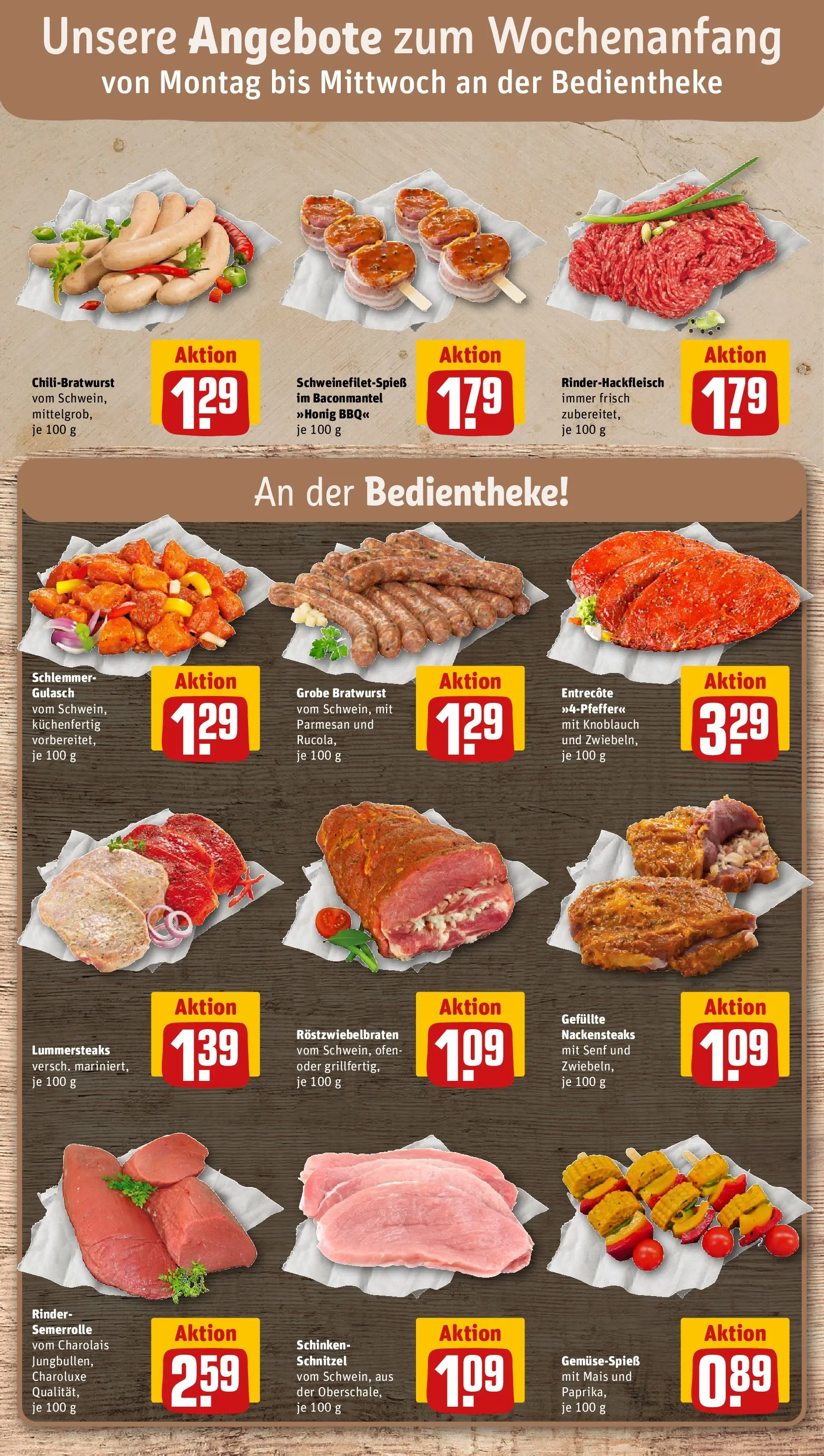 REWE Prospekt ab 28.06.2026 zum Blättern » Angebote | Seite: 10 | Produkte: Nackensteaks, Entrecote, Gulasch, Schinken