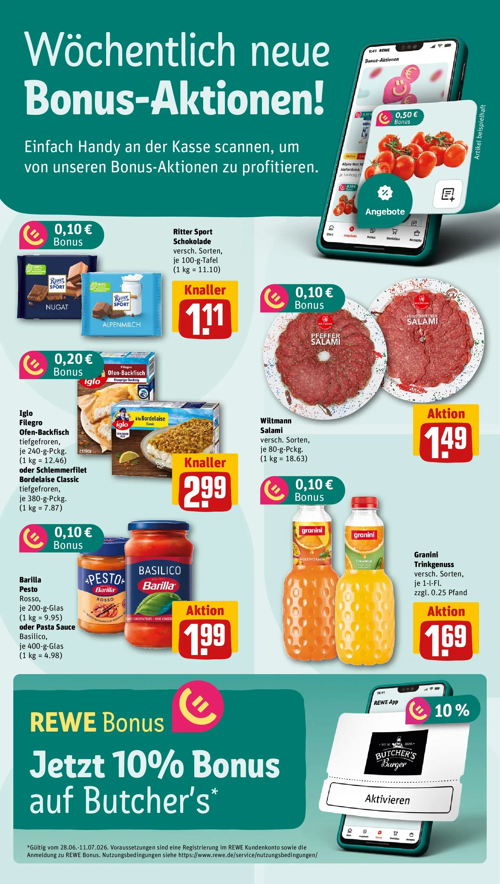 REWE Prospekt ab 29.06.2026 zum Blättern » Angebote | Seite: 2 | Produkte: Barilla, Iglo, Alpro, Granini
