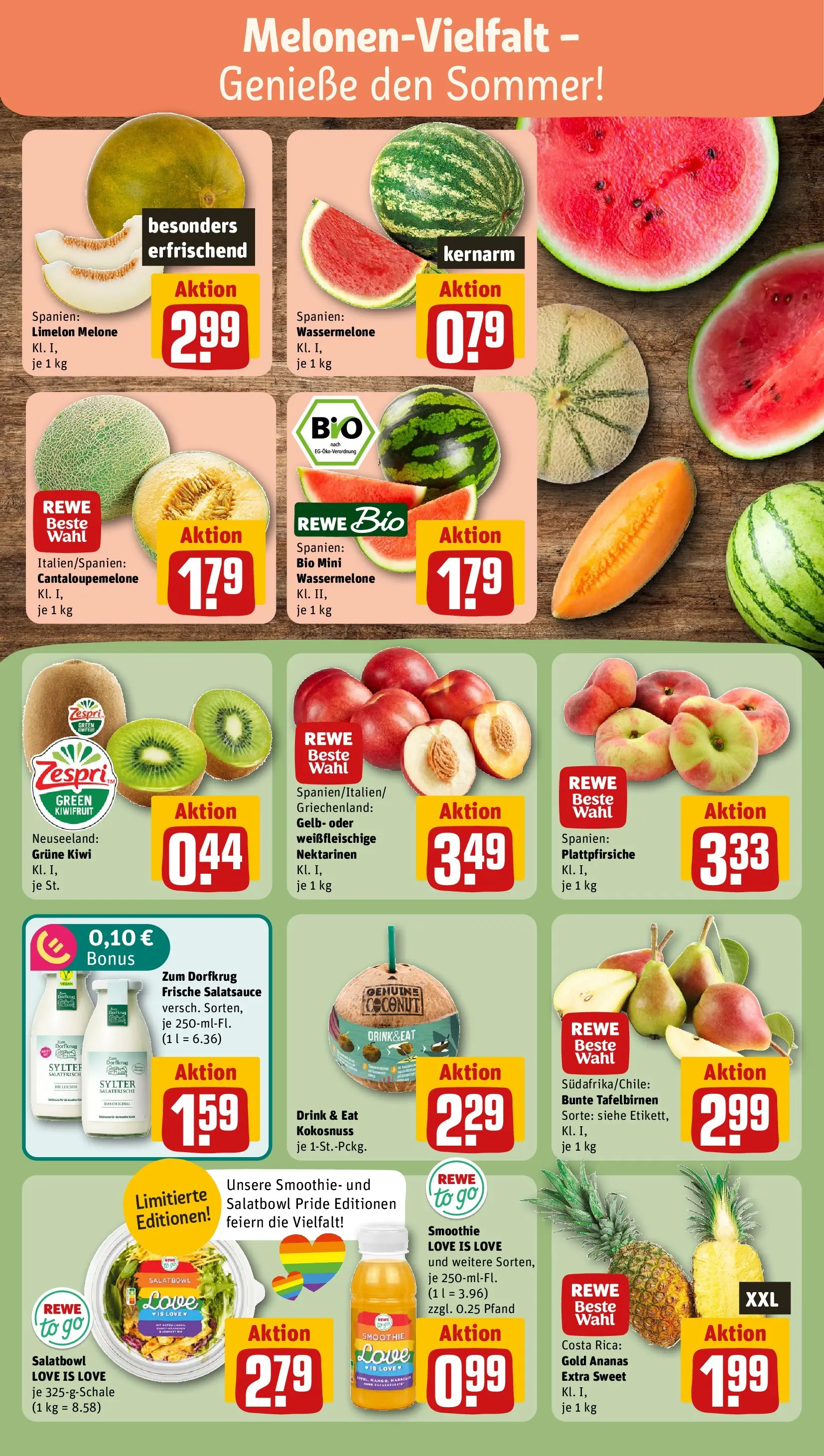 REWE Prospekt ab 29.06.2026 zum Blättern » Angebote | Seite: 8 | Produkte: Nektarinen, Ananas, Wassermelone, Melone