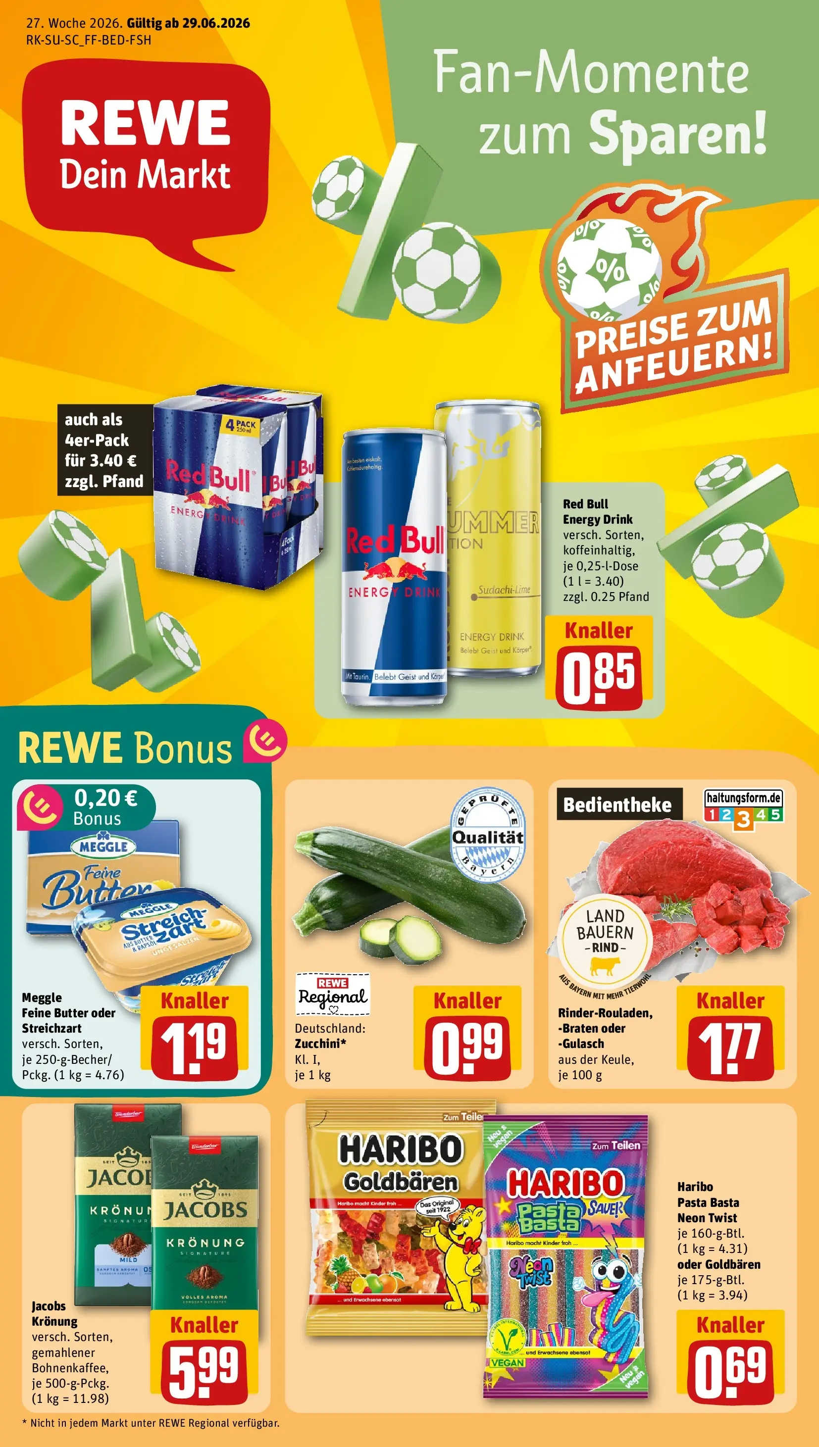 REWE Prospekt ab 29.06.2026 zum Blättern » Angebote | Seite: 1 | Produkte: Haribo, Butter, Gulasch, Pasta