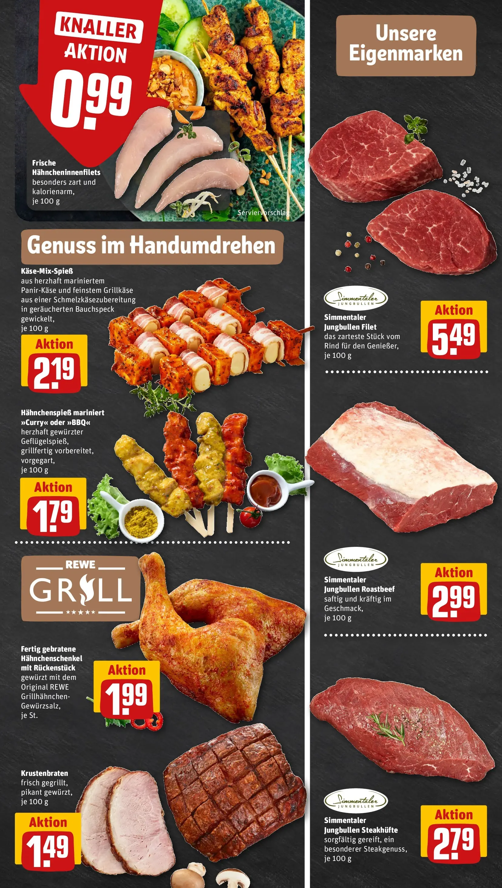 REWE Prospekt ab 29.06.2026 zum Blättern » Angebote | Seite: 7 | Produkte: Grill, Hahnchenschenkel, Krustenbraten, Roastbeef
