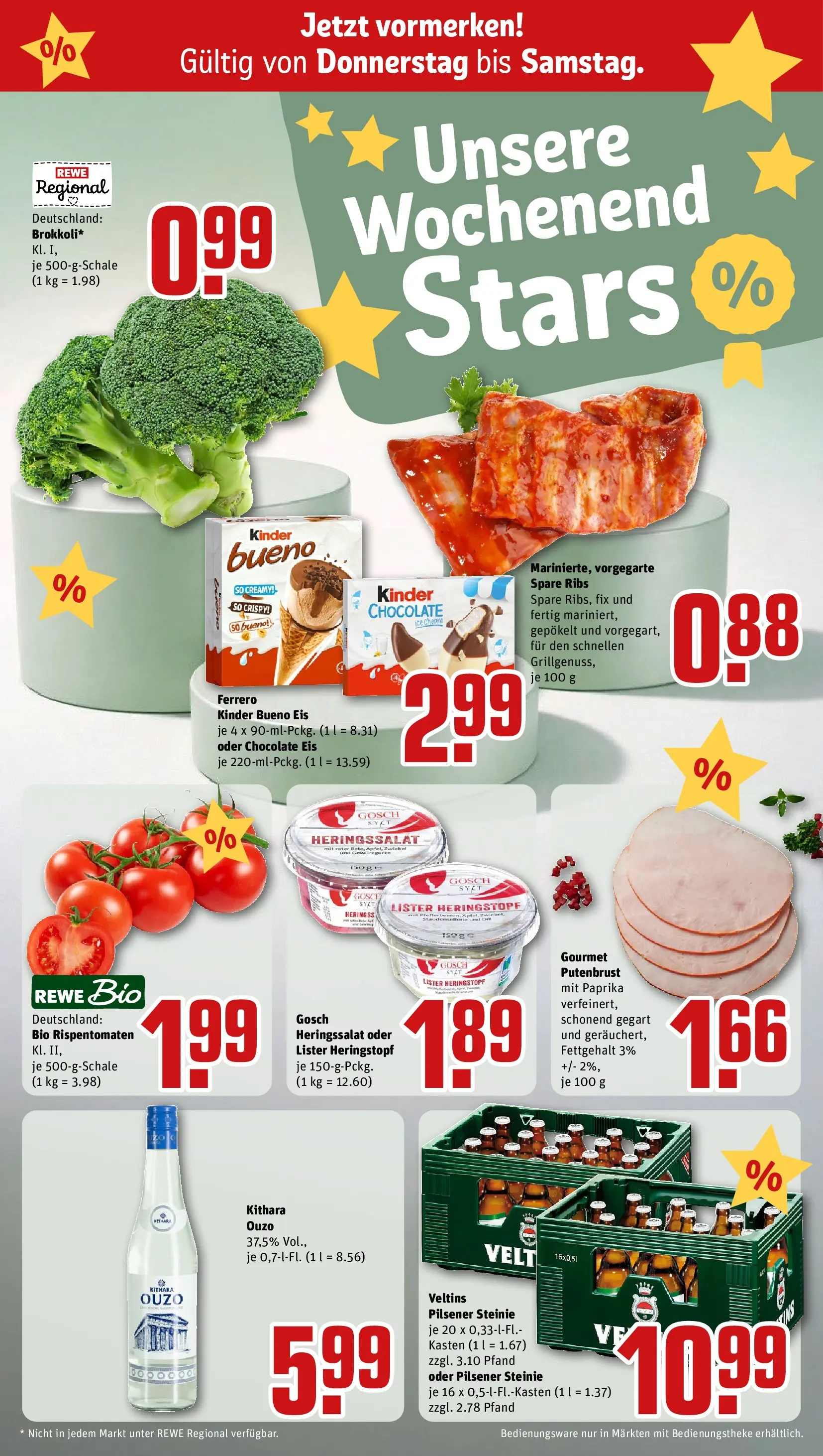REWE Prospekt ab 29.06.2026 zum Blättern » Angebote | Seite: 29 | Produkte: Ouzo, Spare ribs, Dill, Eis
