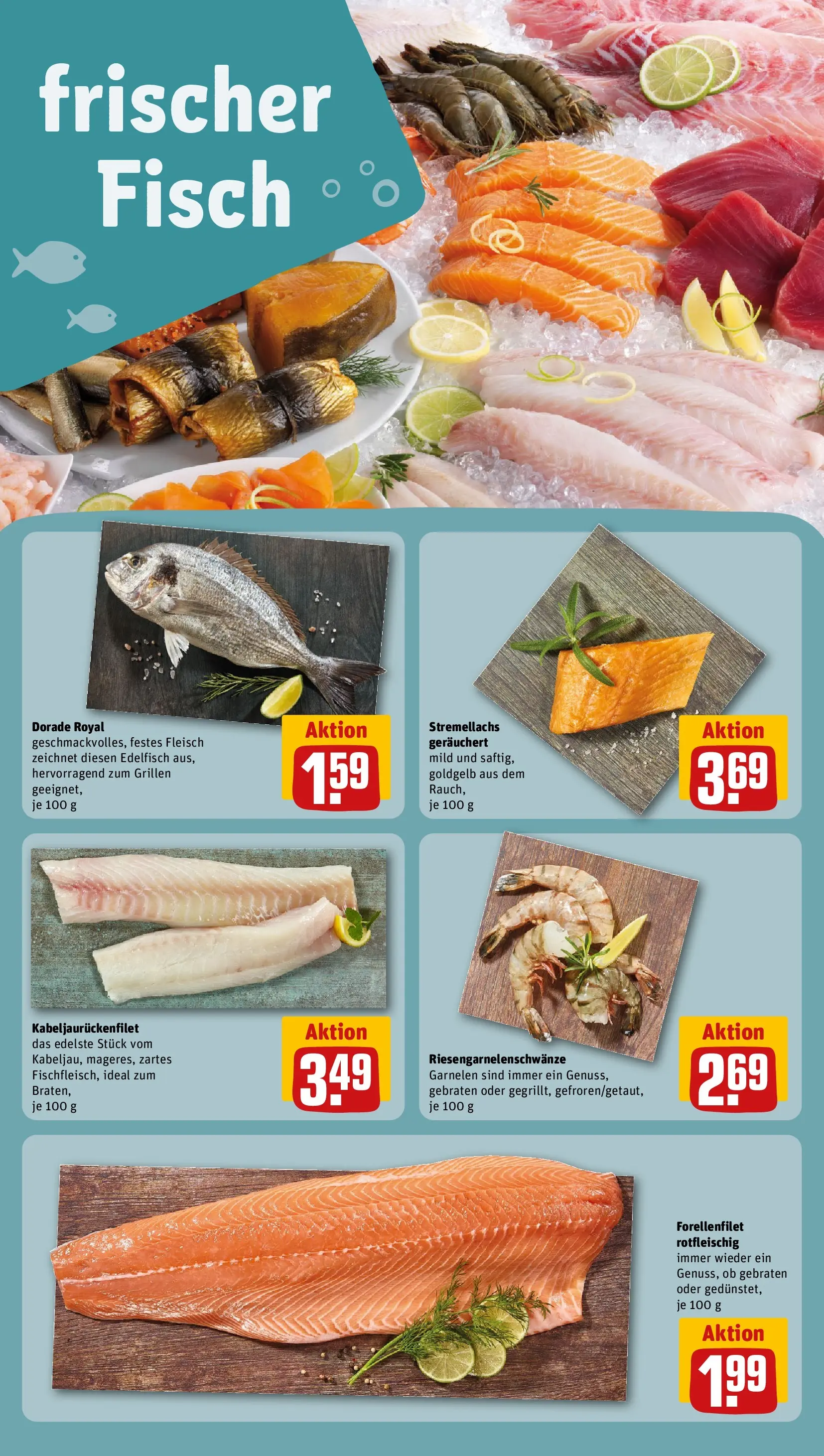REWE Prospekt ab 29.06.2026 zum Blättern » Angebote | Seite: 33 | Produkte: Dorade, Garnelen, Fisch, Fleisch