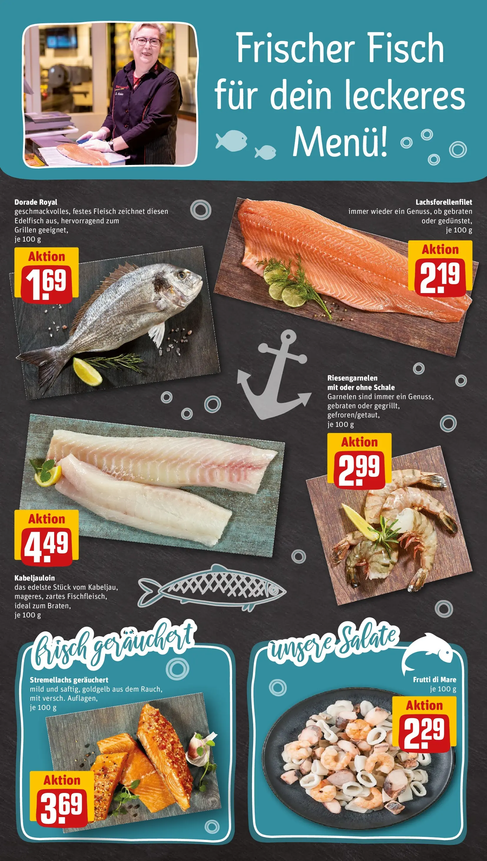 REWE Prospekt ab 29.06.2026 zum Blättern » Angebote | Seite: 32 | Produkte: Dorade, Garnelen, Fisch, Fleisch