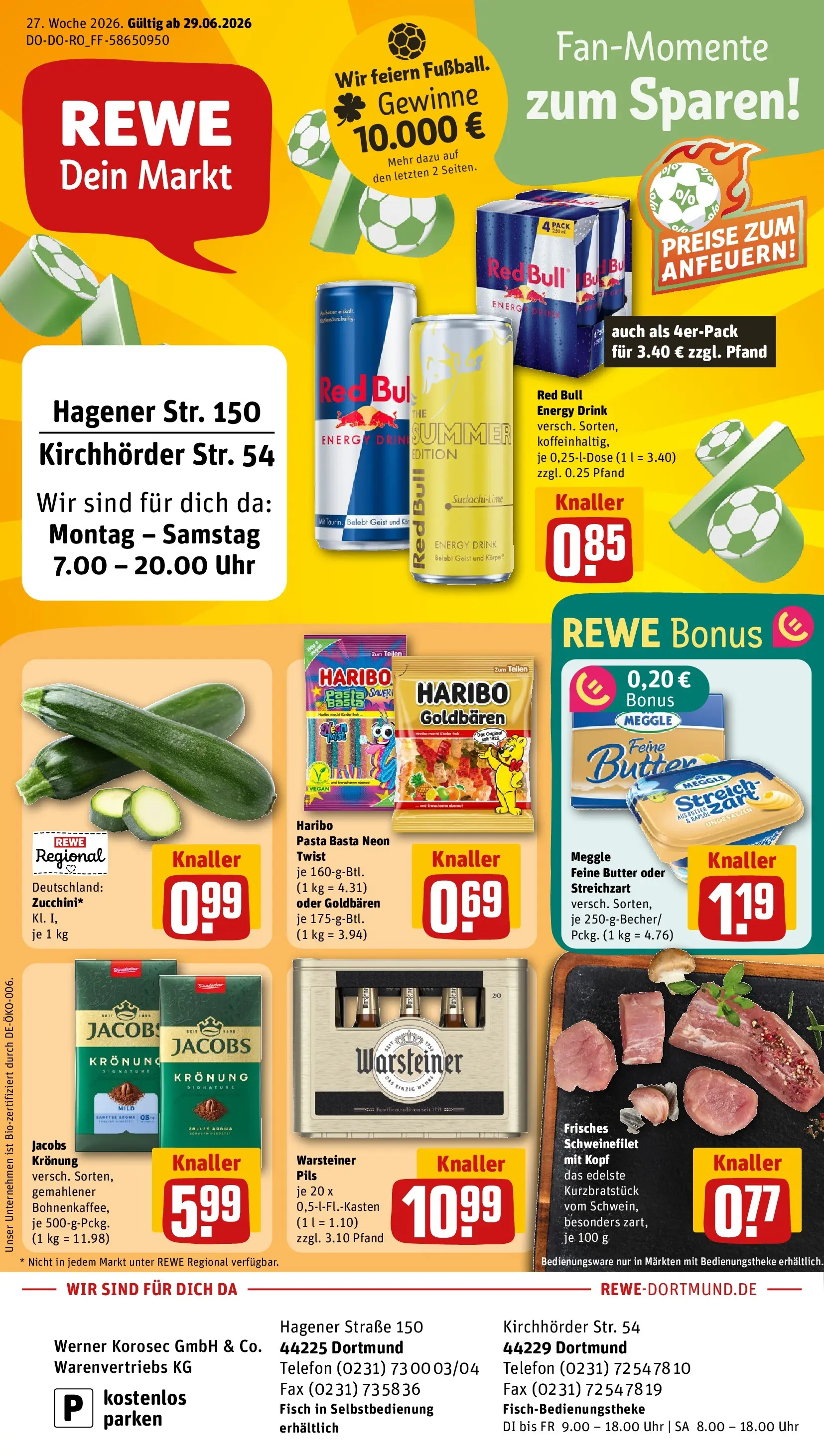 REWE Prospekt ab 29.06.2026 zum Blättern » Angebote | Seite: 1 | Produkte: Haribo, Butter, Pasta, Uhr