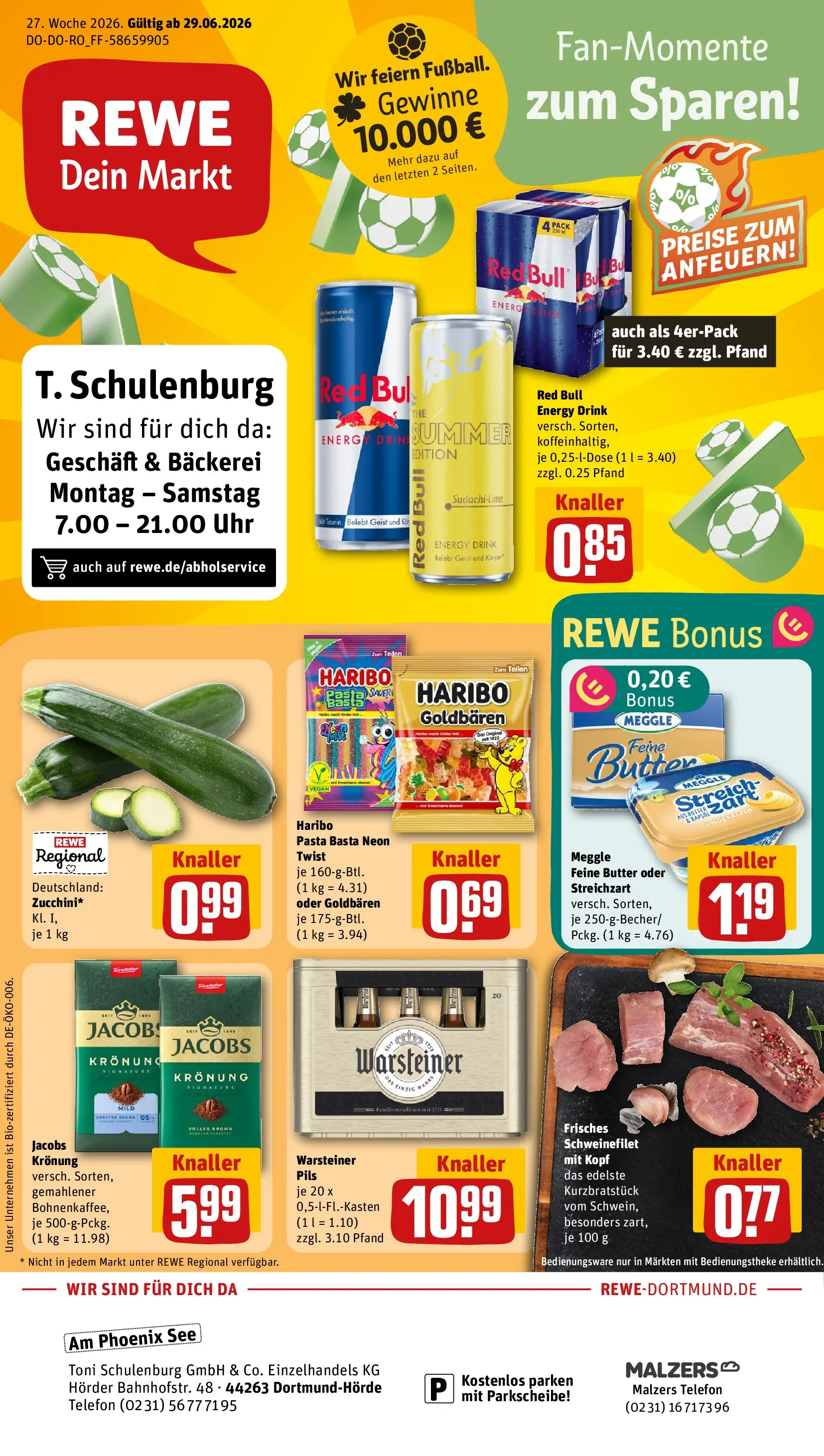 REWE Prospekt ab 29.06.2026 zum Blättern » Angebote | Seite: 1 | Produkte: Pils, Schweinefilet, Pasta, Telefon