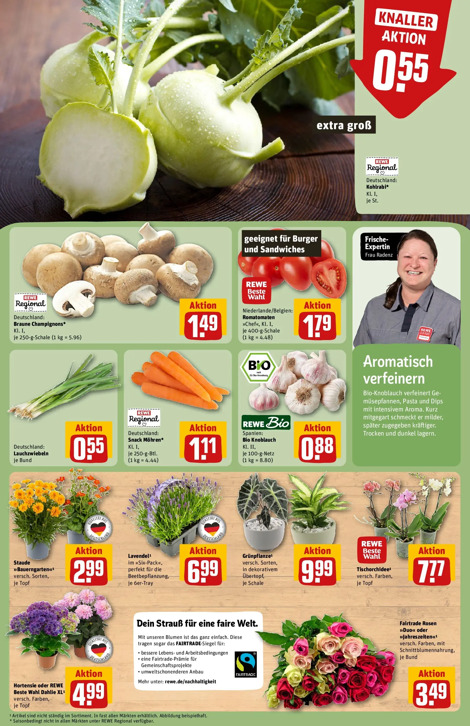 REWE Prospekt ab 29.06.2026 zum Blättern » Angebote | Seite: 9 | Produkte: Hortensie, Blumen, Burger, Pasta