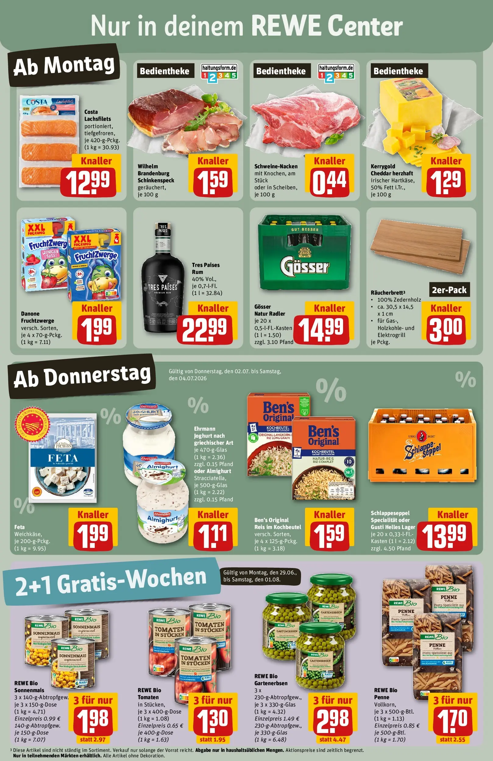 REWE Prospekt ab 29.06.2026 zum Blättern » Angebote | Seite: 3 | Produkte: Feta, Joghurt, Radler, Reis