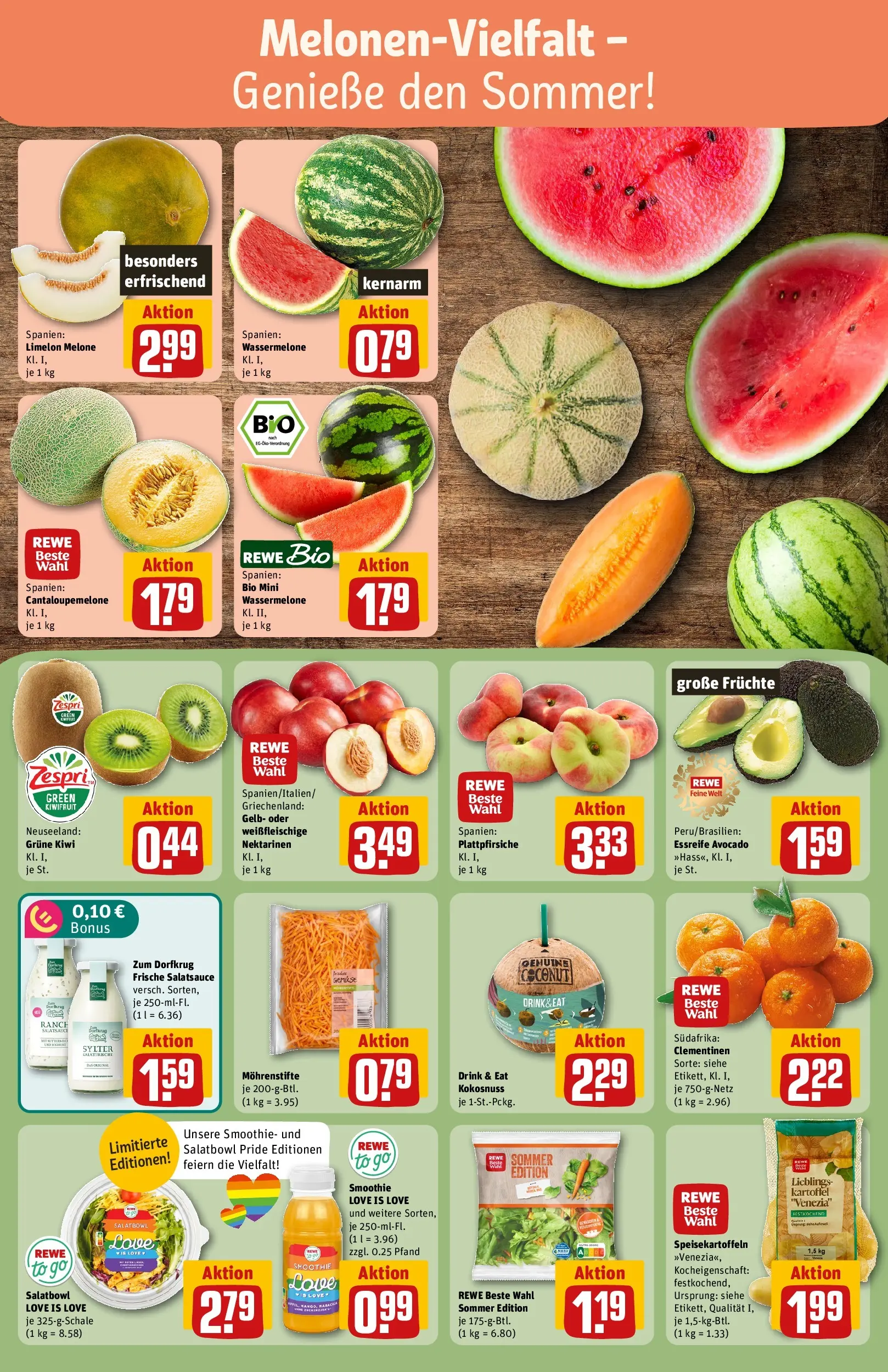 REWE Prospekt ab 29.06.2026 zum Blättern » Angebote | Seite: 8 | Produkte: Avocado, Wassermelone, Melone, Salat