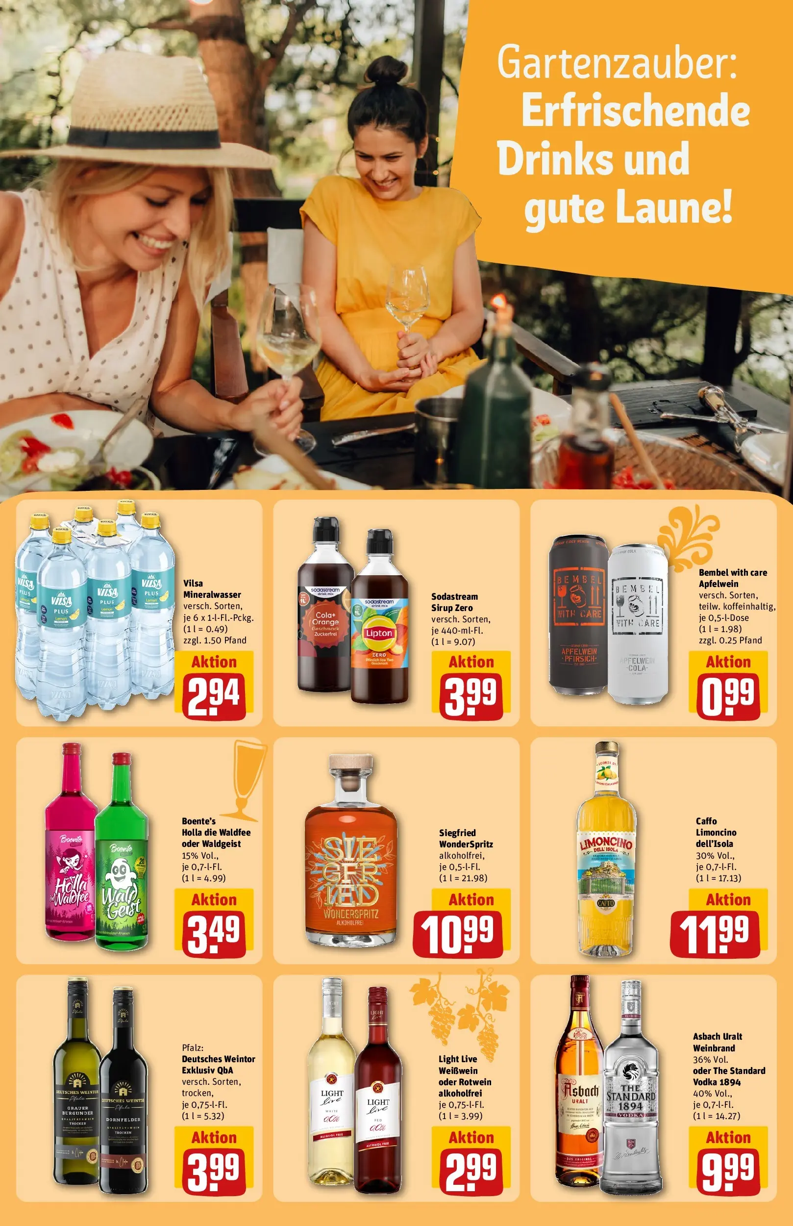 REWE Prospekt ab 29.06.2026 zum Blättern » Angebote | Seite: 19 | Produkte: Weißwein, Rotwein, Mineralwasser, Vodka