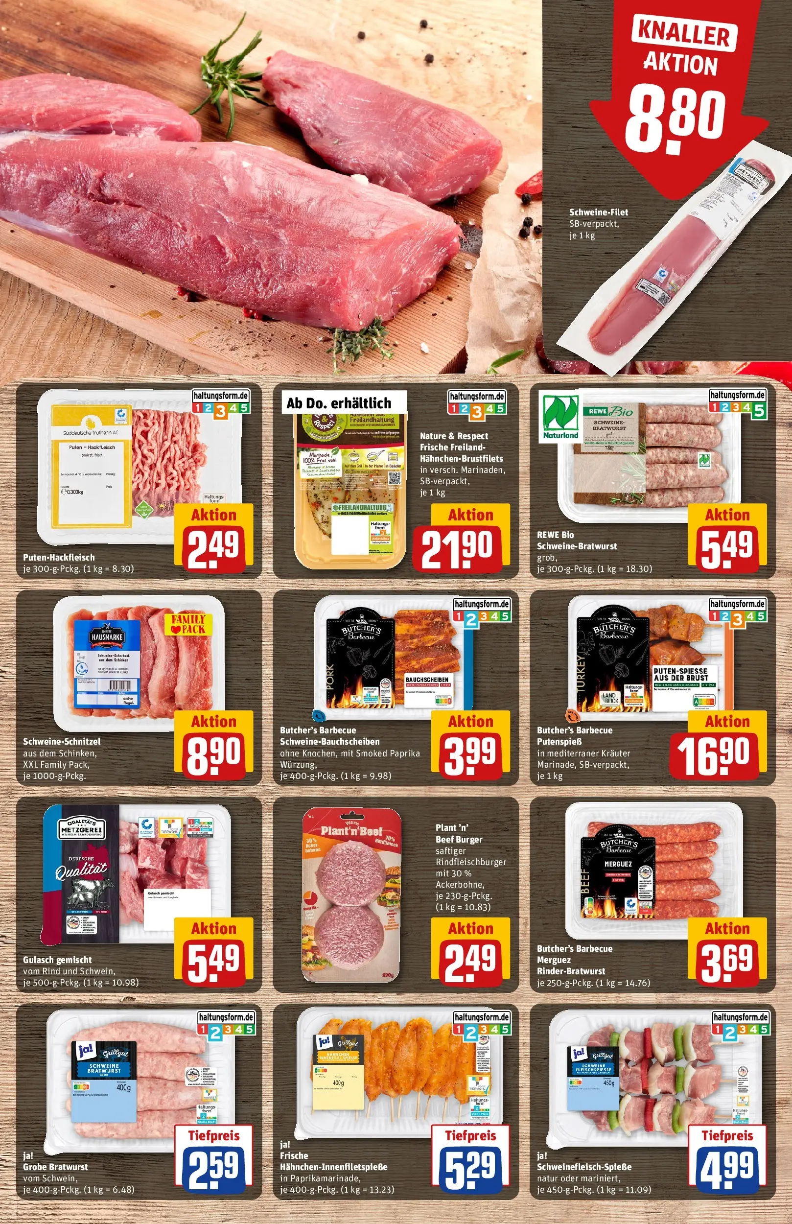 REWE Prospekt ab 29.06.2026 zum Blättern » Angebote | Seite: 11 | Produkte: Bratwurst, Burger, Schweinefilet, Gulasch