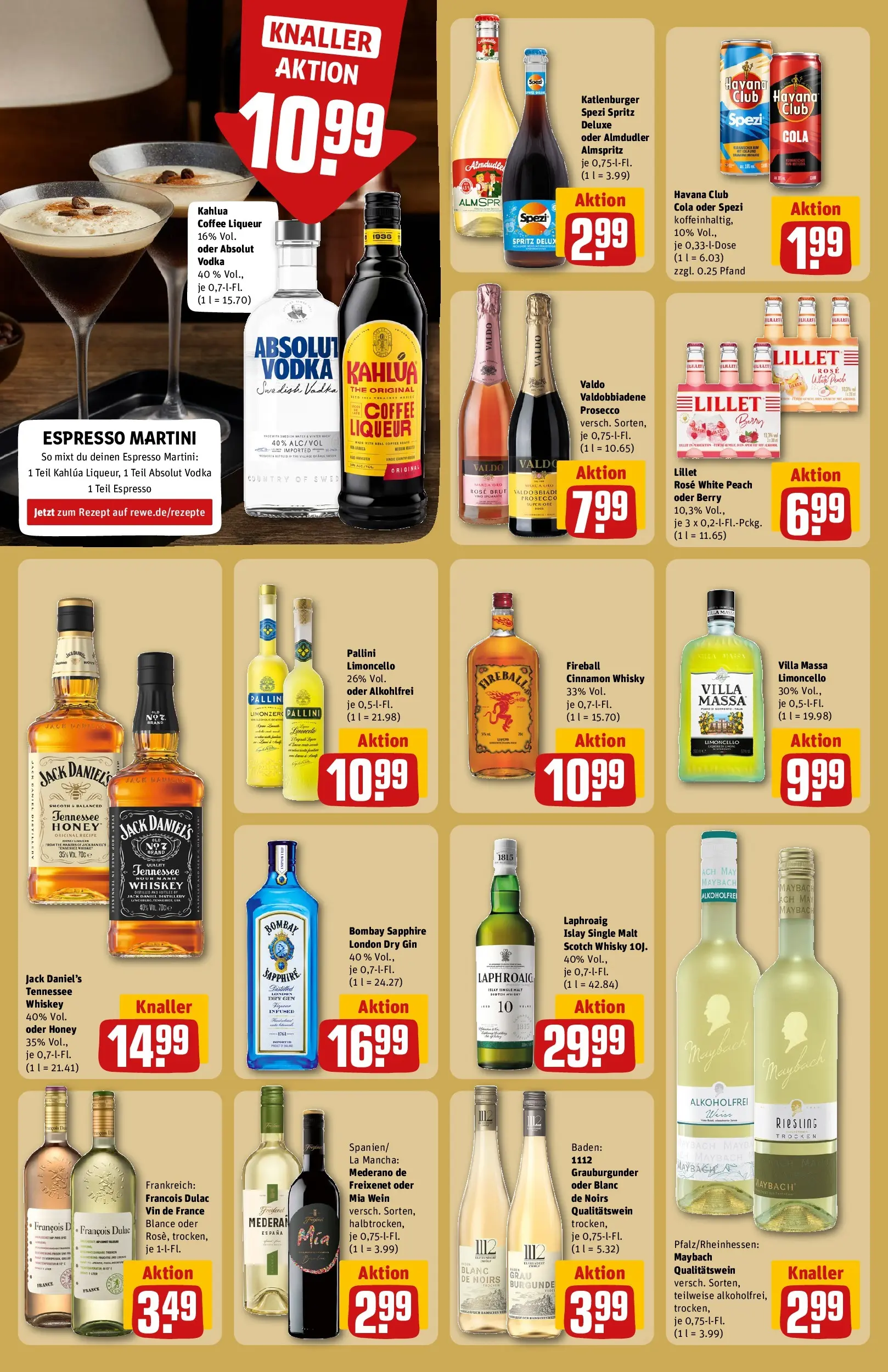 REWE Prospekt ab 29.06.2026 zum Blättern » Angebote | Seite: 22 | Produkte: Jack Daniel's, Lillet, Prosecco, Gin