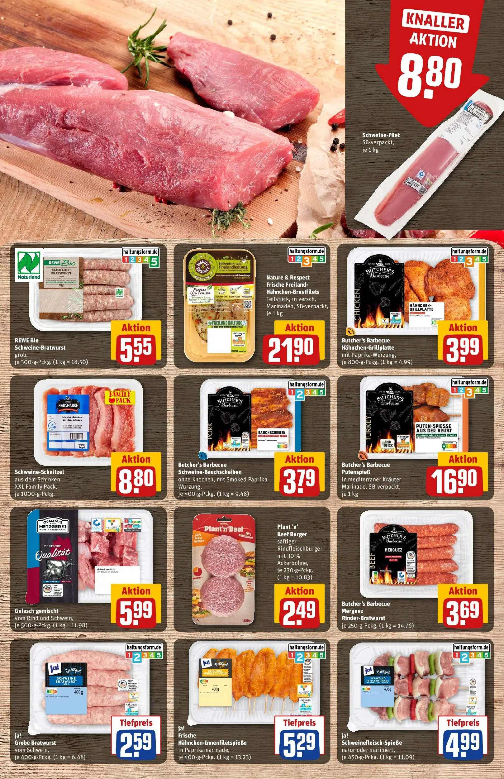 REWE Prospekt ab 29.06.2026 zum Blättern » Angebote | Seite: 11 | Produkte: Hahnchen, Bratwurst, Schweinefilet, Gulasch