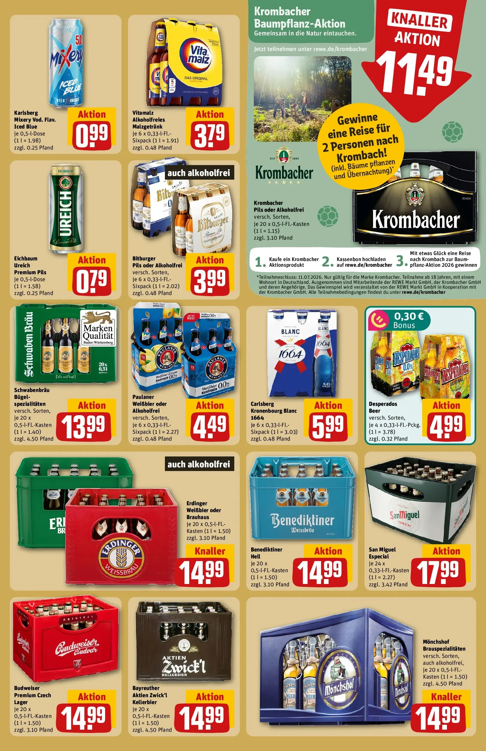 REWE Prospekt ab 29.06.2026 zum Blättern » Angebote | Seite: 19 | Produkte: Monchshof, Erdinger, Desperados, Mixery