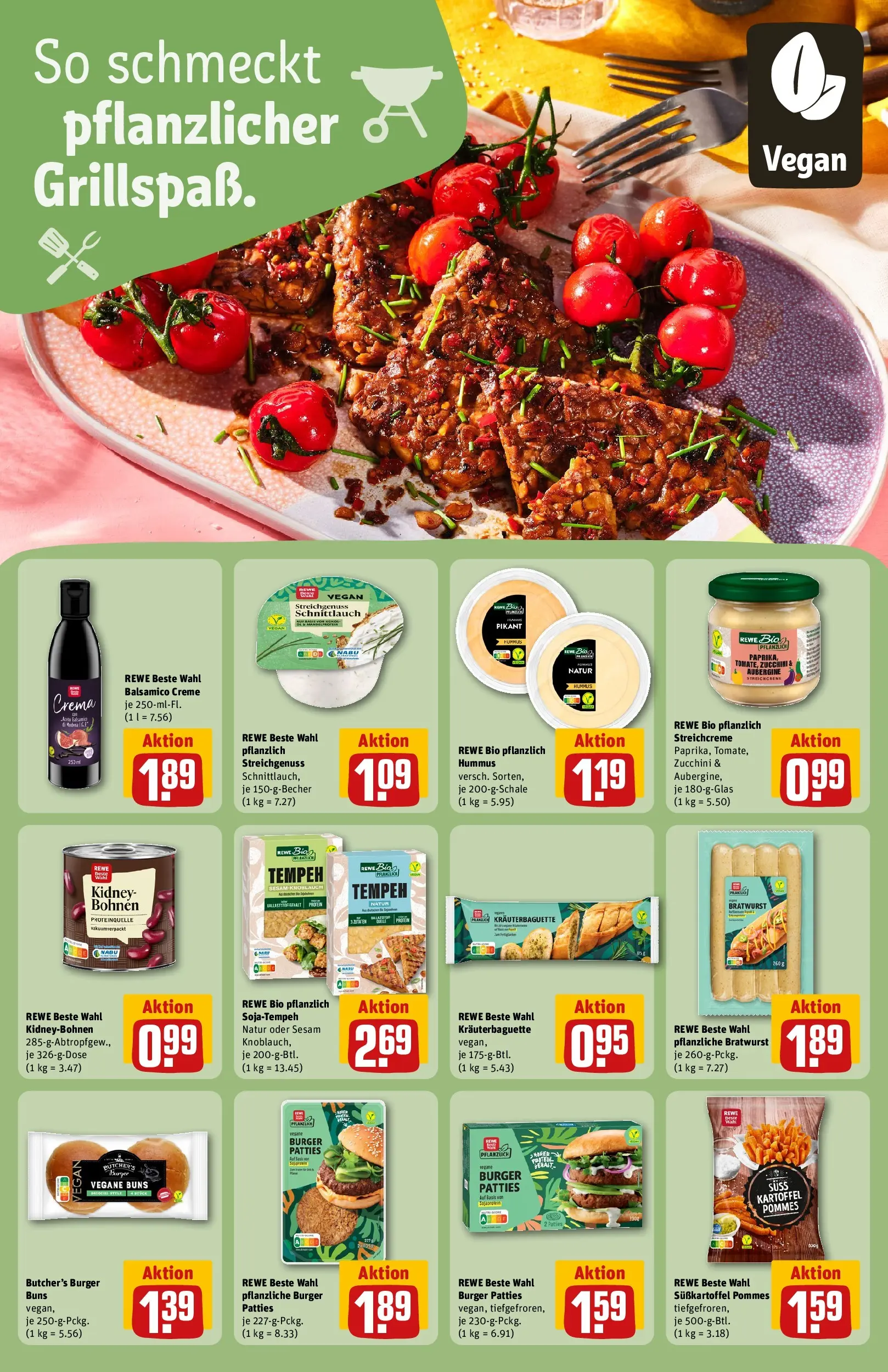 REWE Prospekt ab 29.06.2026 zum Blättern » Angebote | Seite: 28 | Produkte: Balsamico, Pommes, Burger, Creme