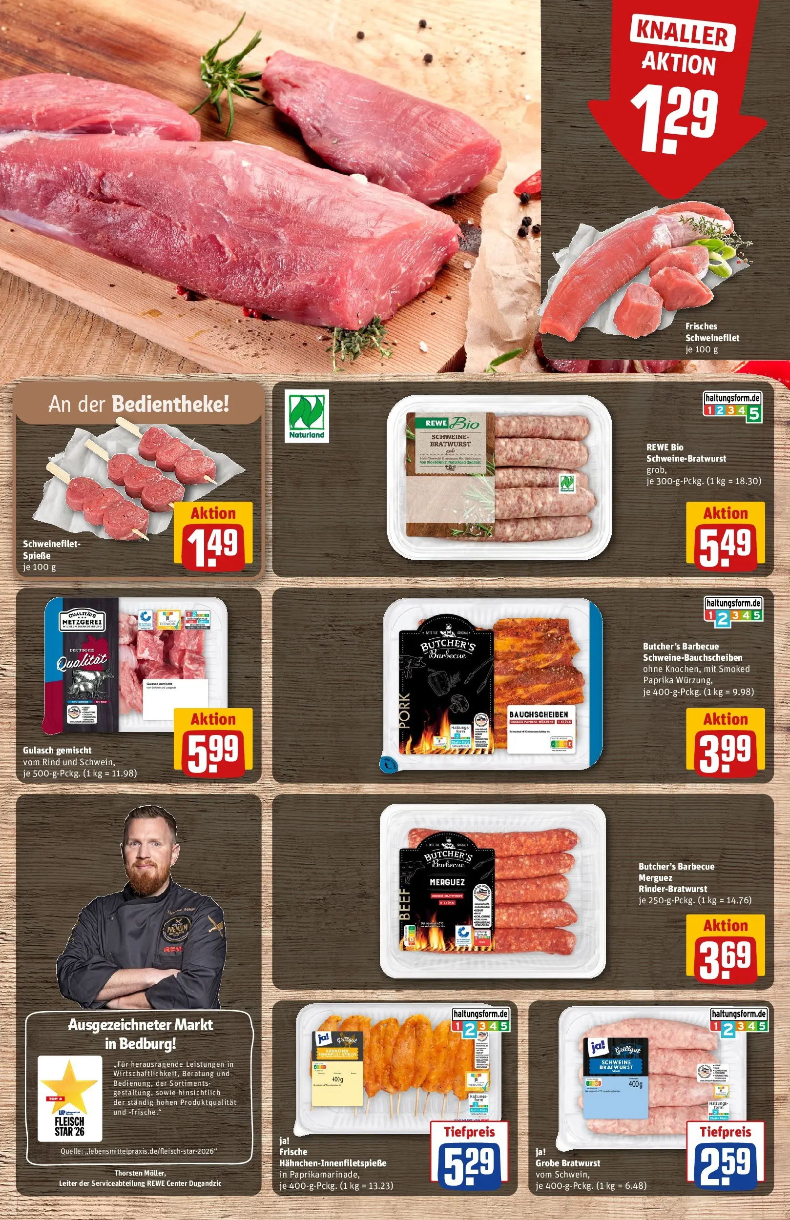REWE Prospekt ab 29.06.2026 zum Blättern » Angebote | Seite: 11 | Produkte: Spieße, Paprika, Gulasch, Fleisch