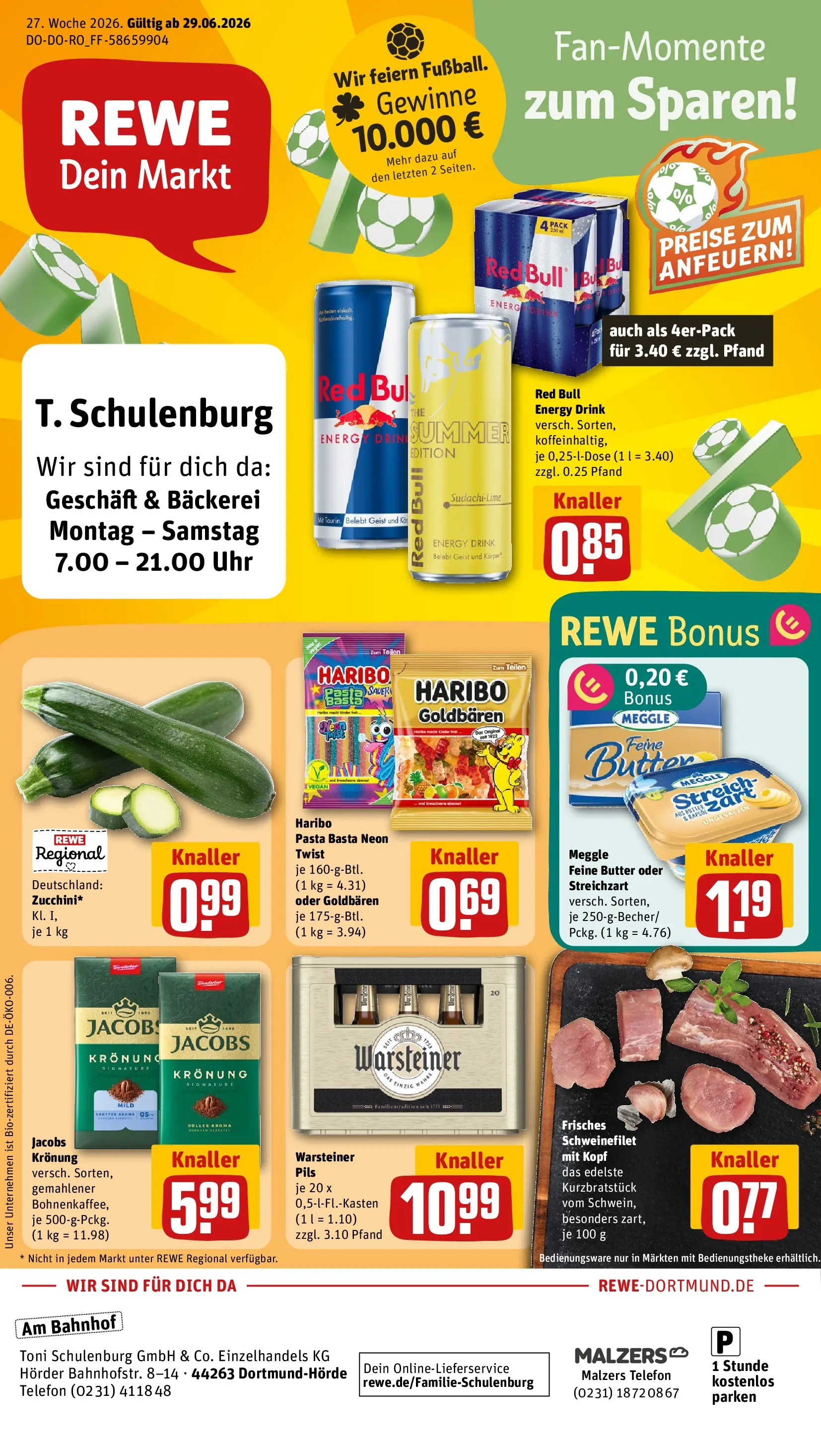 REWE Prospekt ab 29.06.2026 zum Blättern » Angebote | Seite: 1 | Produkte: Haribo, Pils, Pasta, Telefon