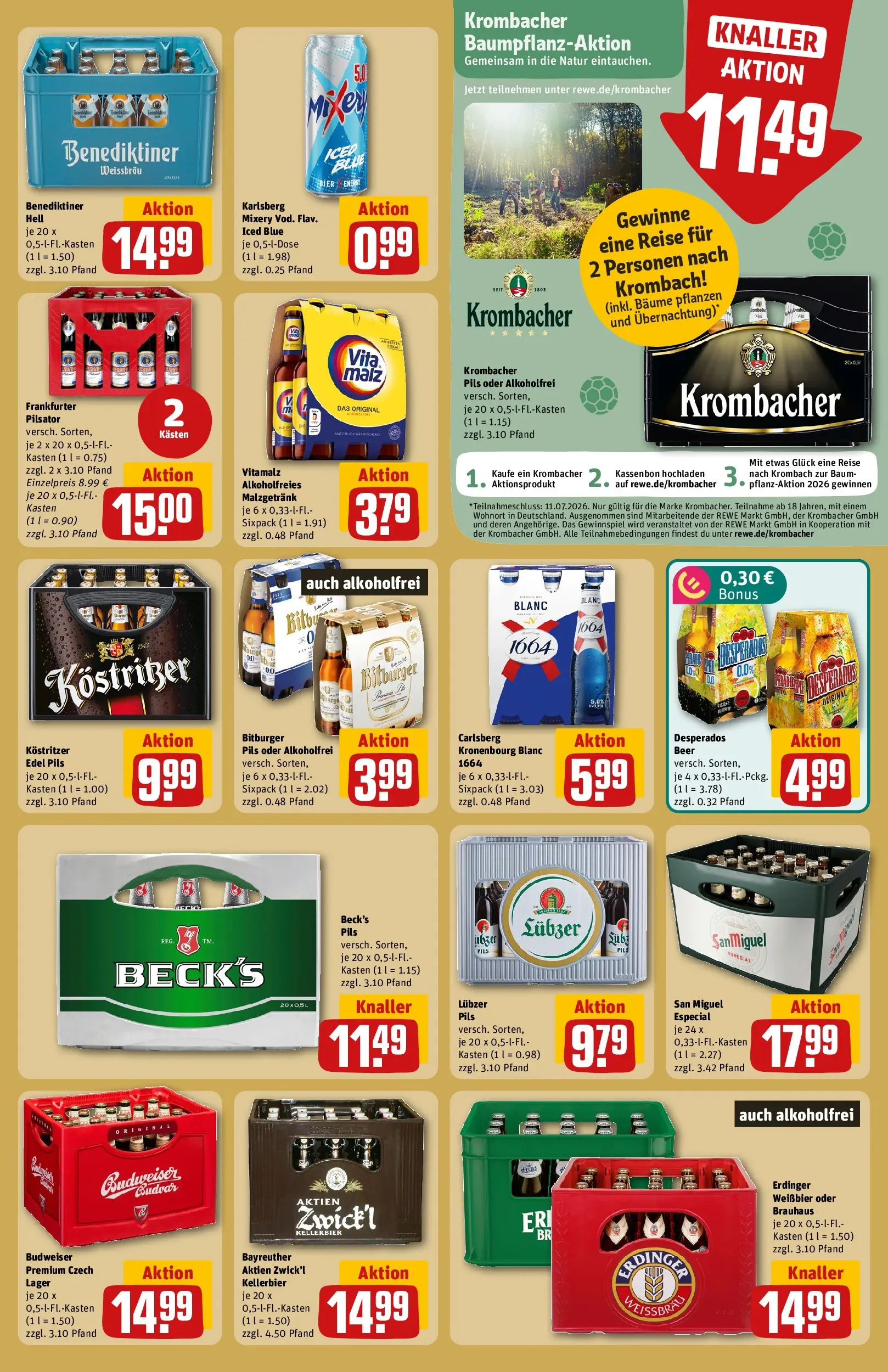 REWE Prospekt ab 29.06.2026 zum Blättern » Angebote | Seite: 21 | Produkte: Weißbier, Pils, Desperados, Mixery